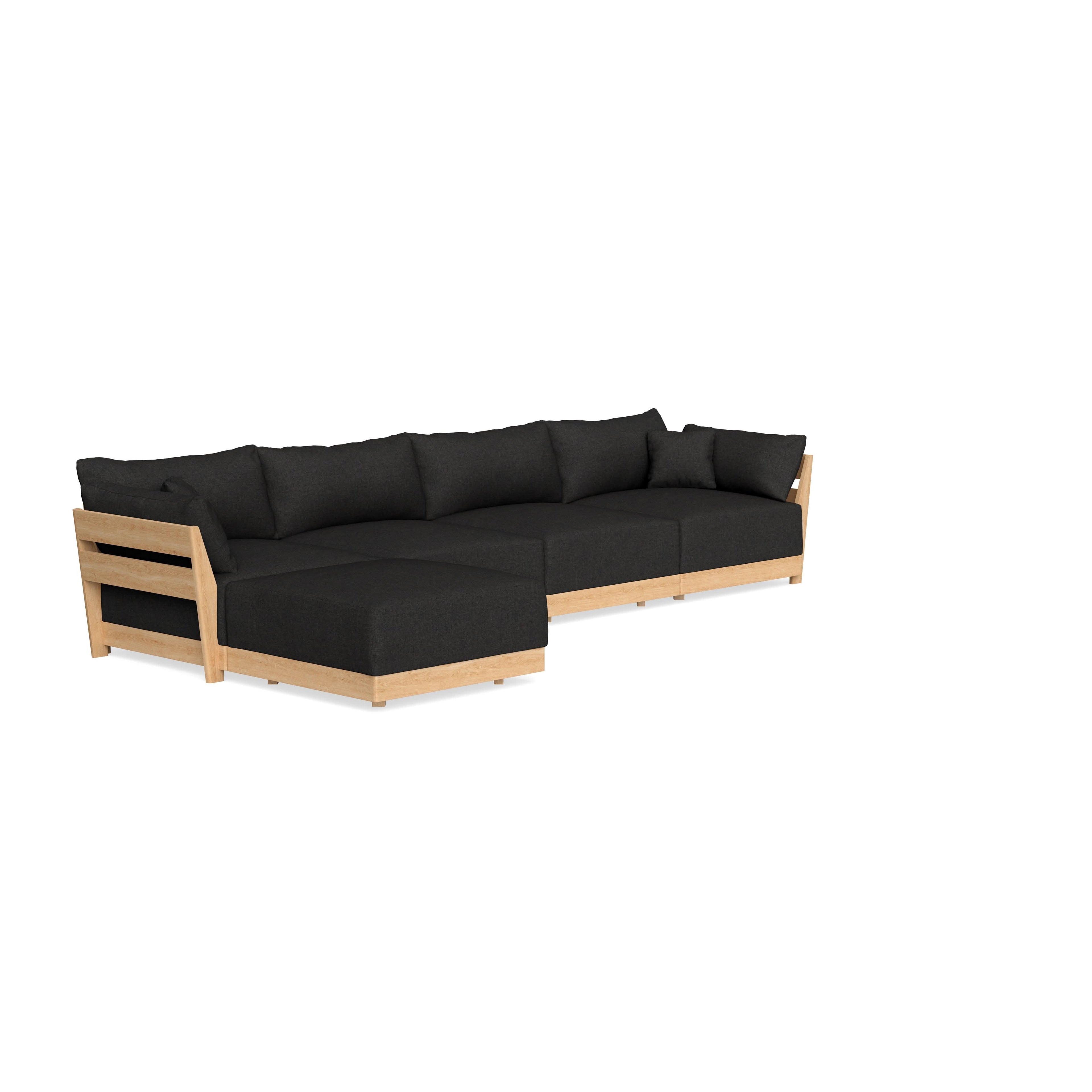 Modular Bondi Latte 4-Seater Sectional in Peppercorn | Memory Foam Blend