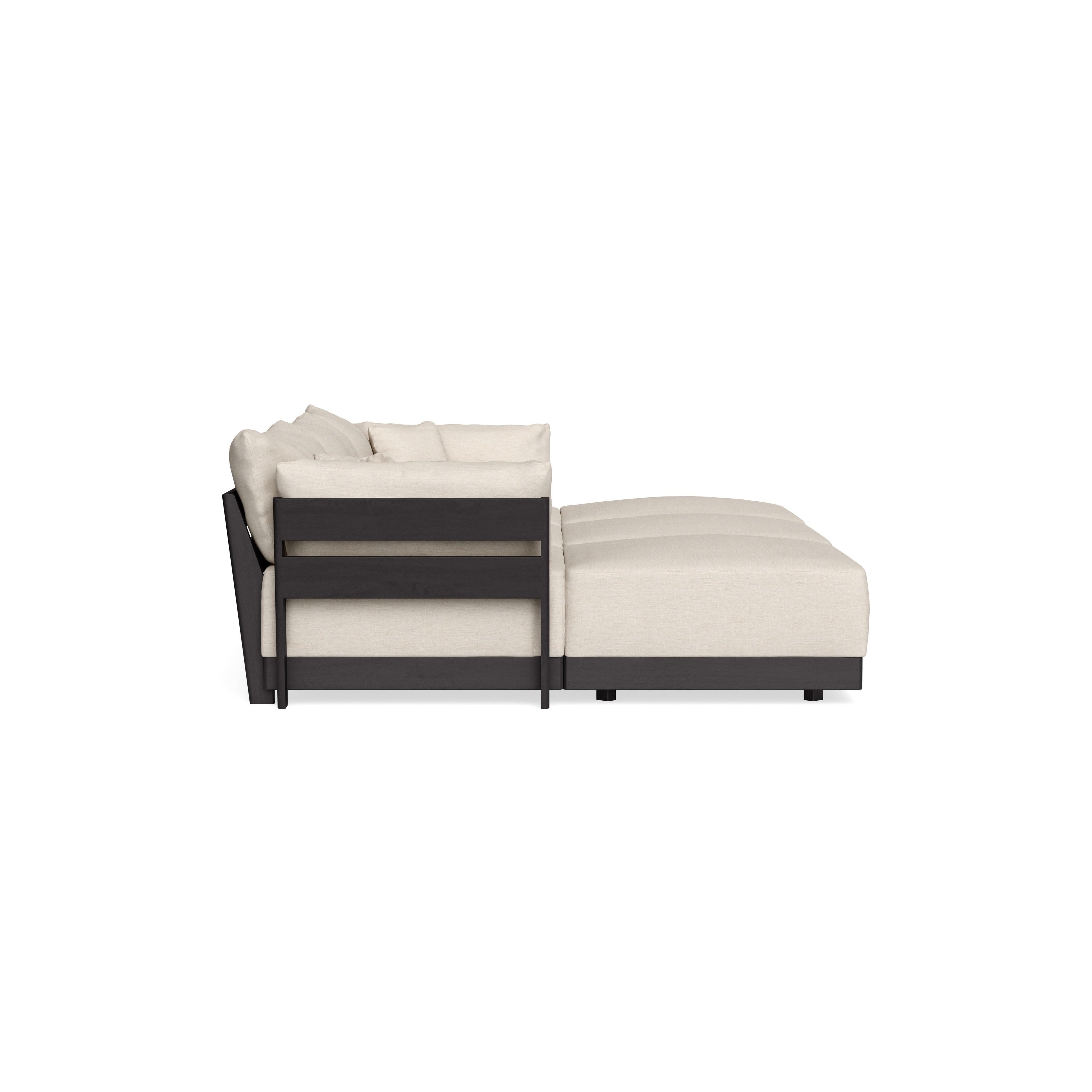Modular Bondi Black 3-Seater Daybed Sofa Sectional in Seashell | Classic Blend