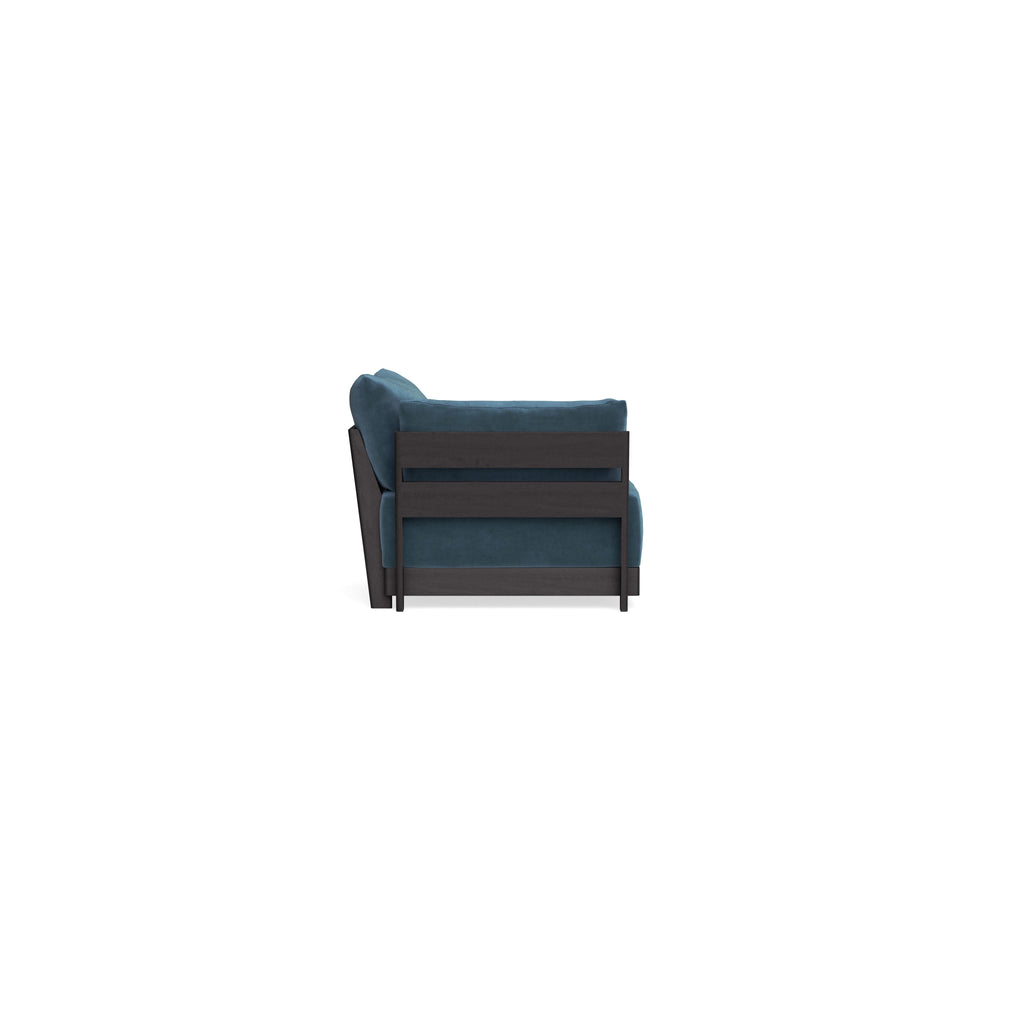 Modular Bondi Black End Chair in Oxford Blue | Memory Foam Blend