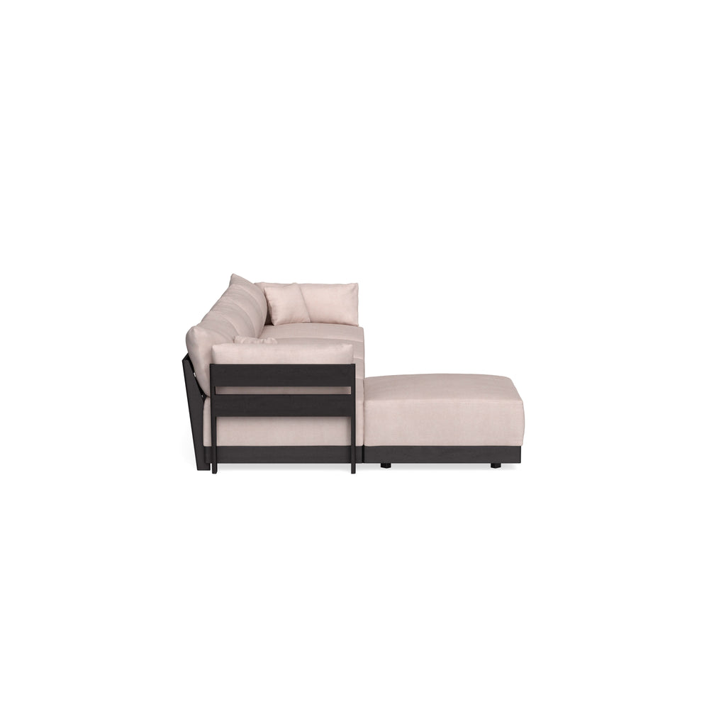 Modular Bondi Black 4-Seater Sectional in Blush | Memory Foam Blend