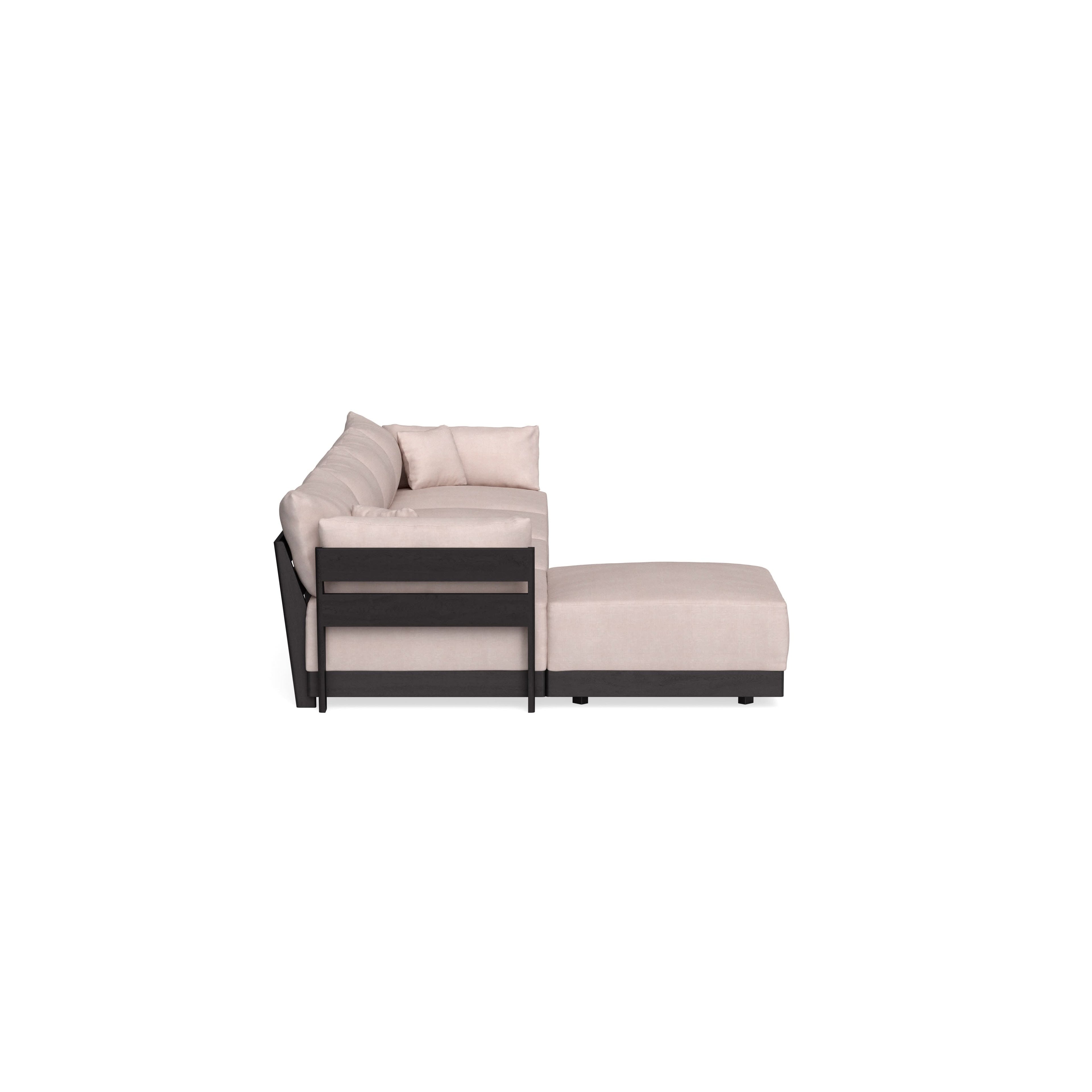 Modular Bondi Black 4-Seater Sectional in Blush | Memory Foam Blend