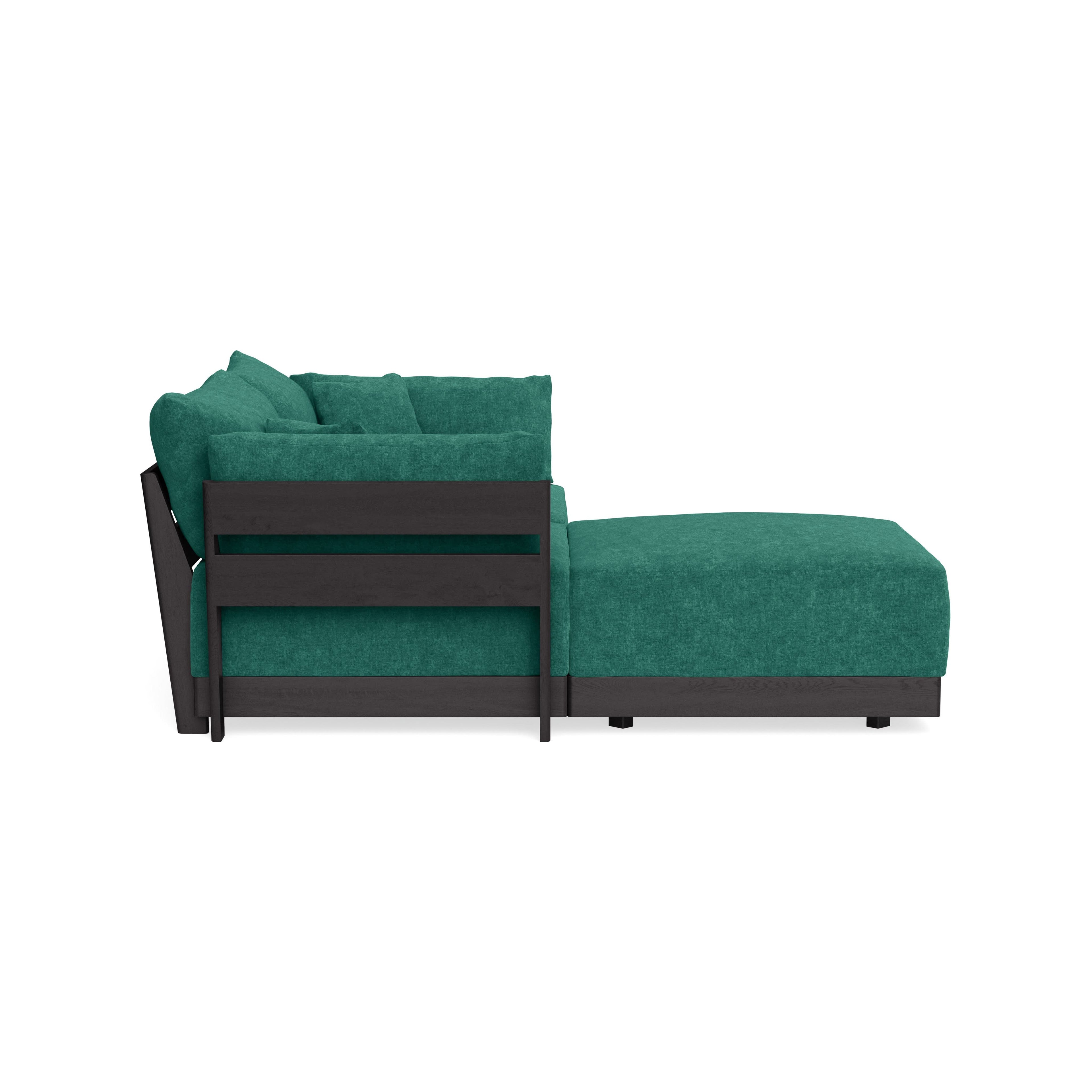 Modular Bondi Black 2-Seater Sectional in Jade Green | Classic Blend