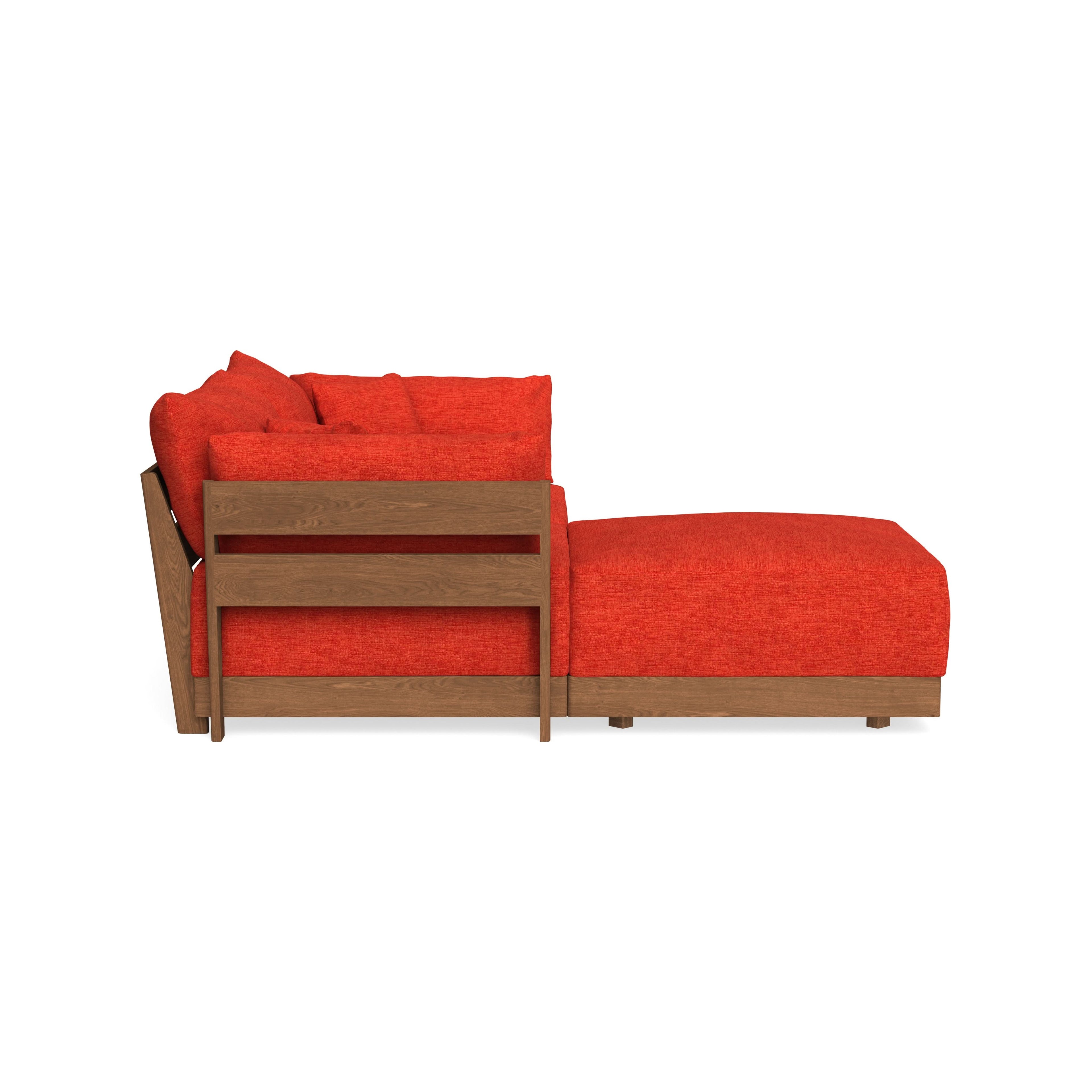 Modular Bondi Espresso 2-Seater Sectional in Poppy Orange | Memory Foam Blend