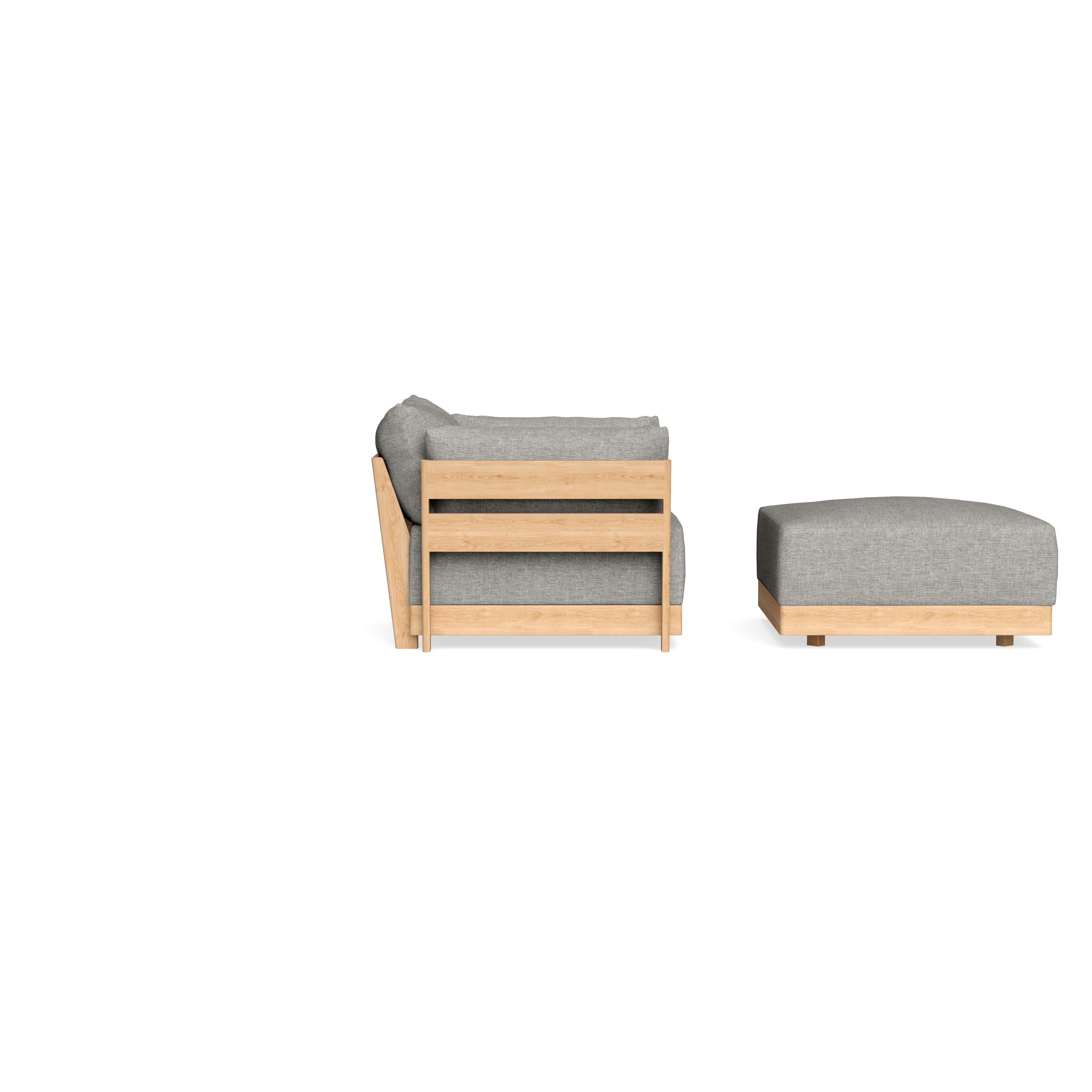 Modular Bondi Latte Armchair + Ottoman in Fog | Memory Foam Blend
