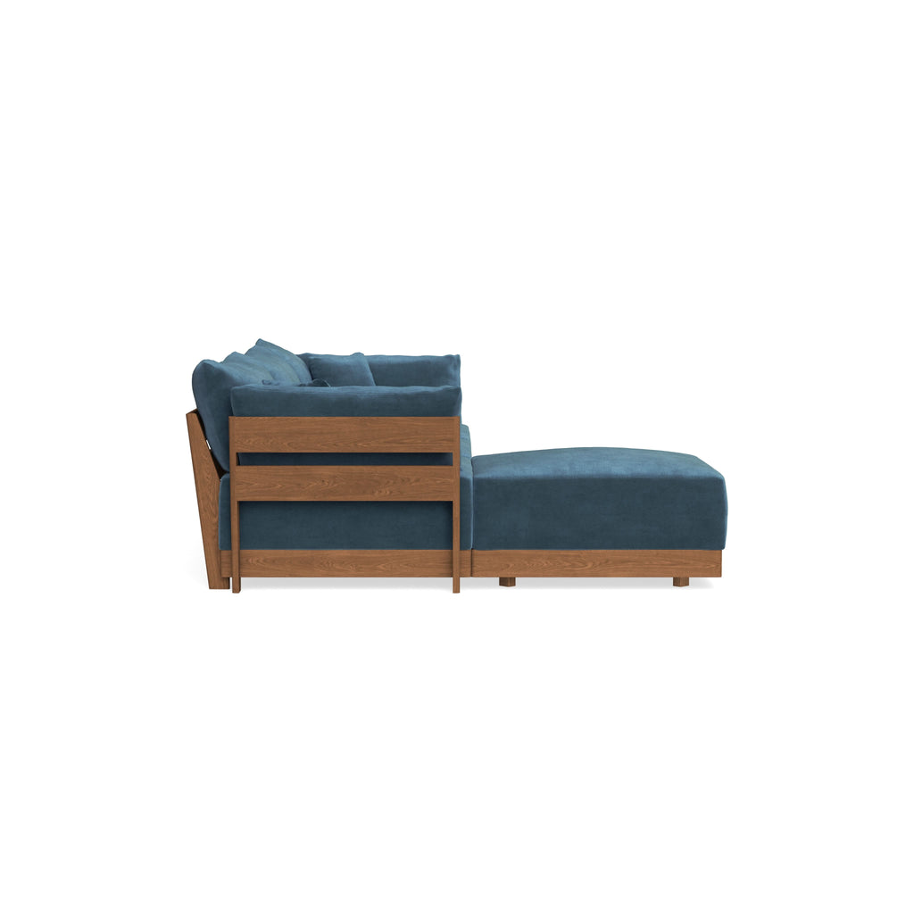 Modular Bondi Espresso 3-Seater Sectional in Oxford Blue | Memory Foam Blend