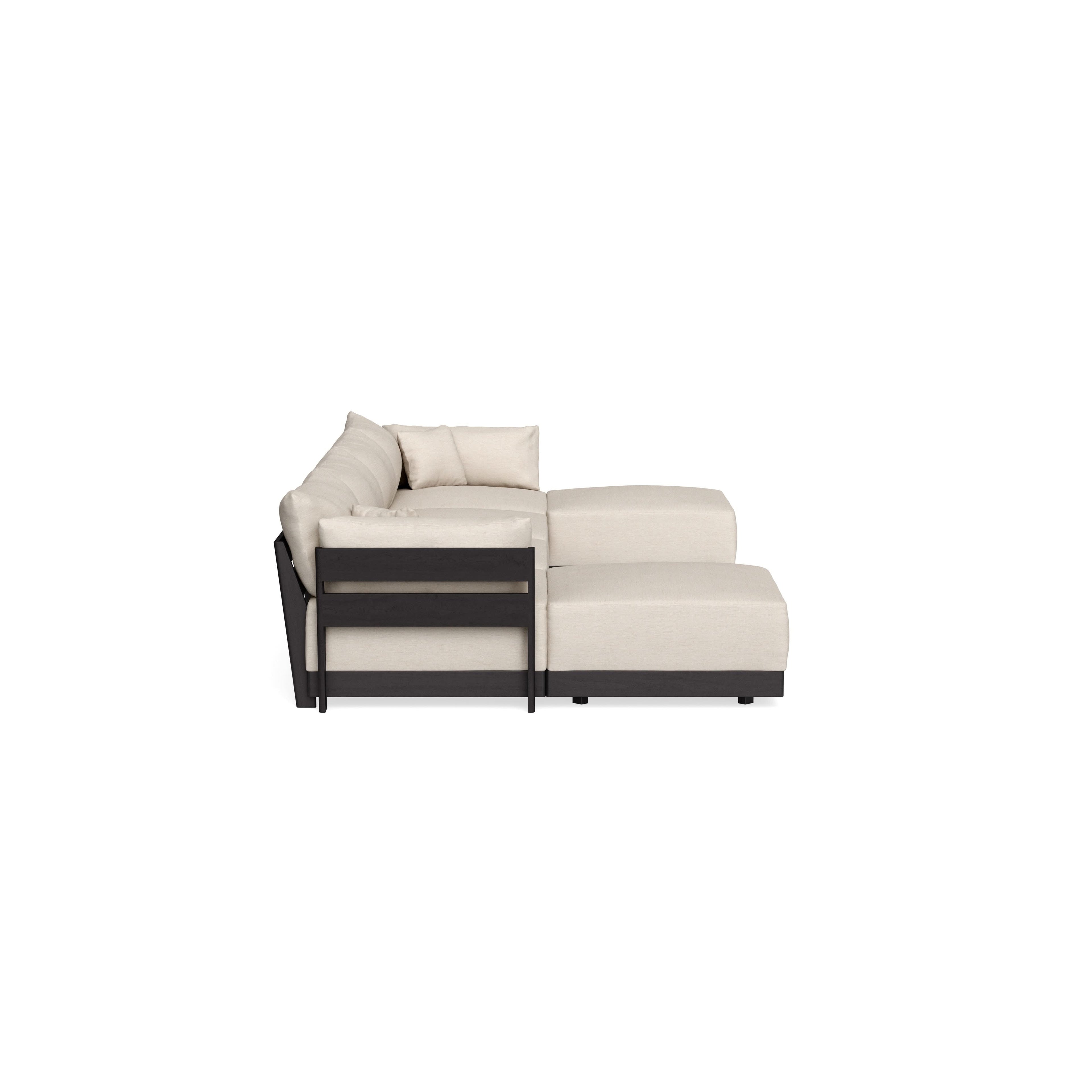 Modular Bondi Black 4-Seater U-Sectional in Seashell | Classic Blend