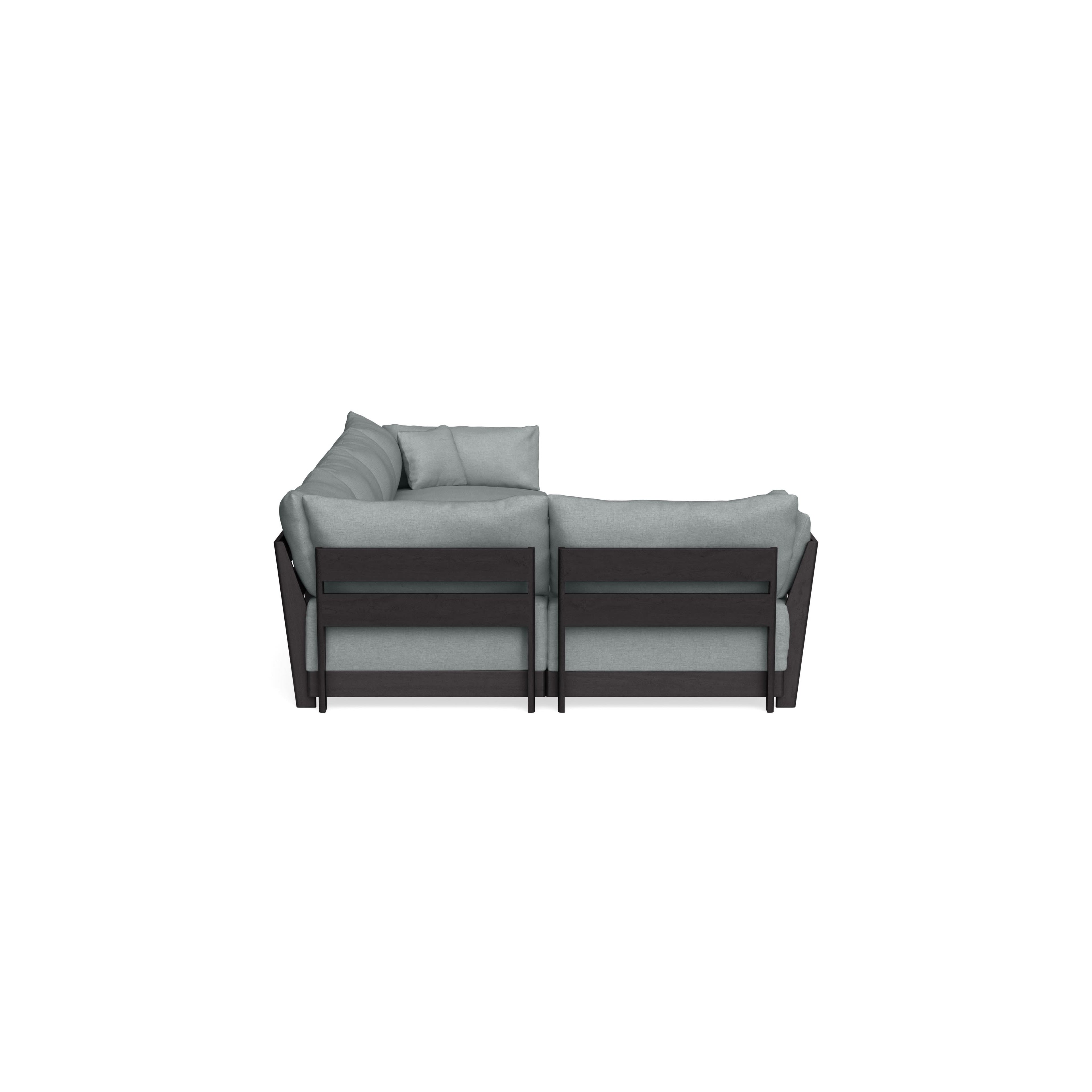 Modular Bondi Black 5-Seater L-Sectional in Light Steel | Memory Foam Blend