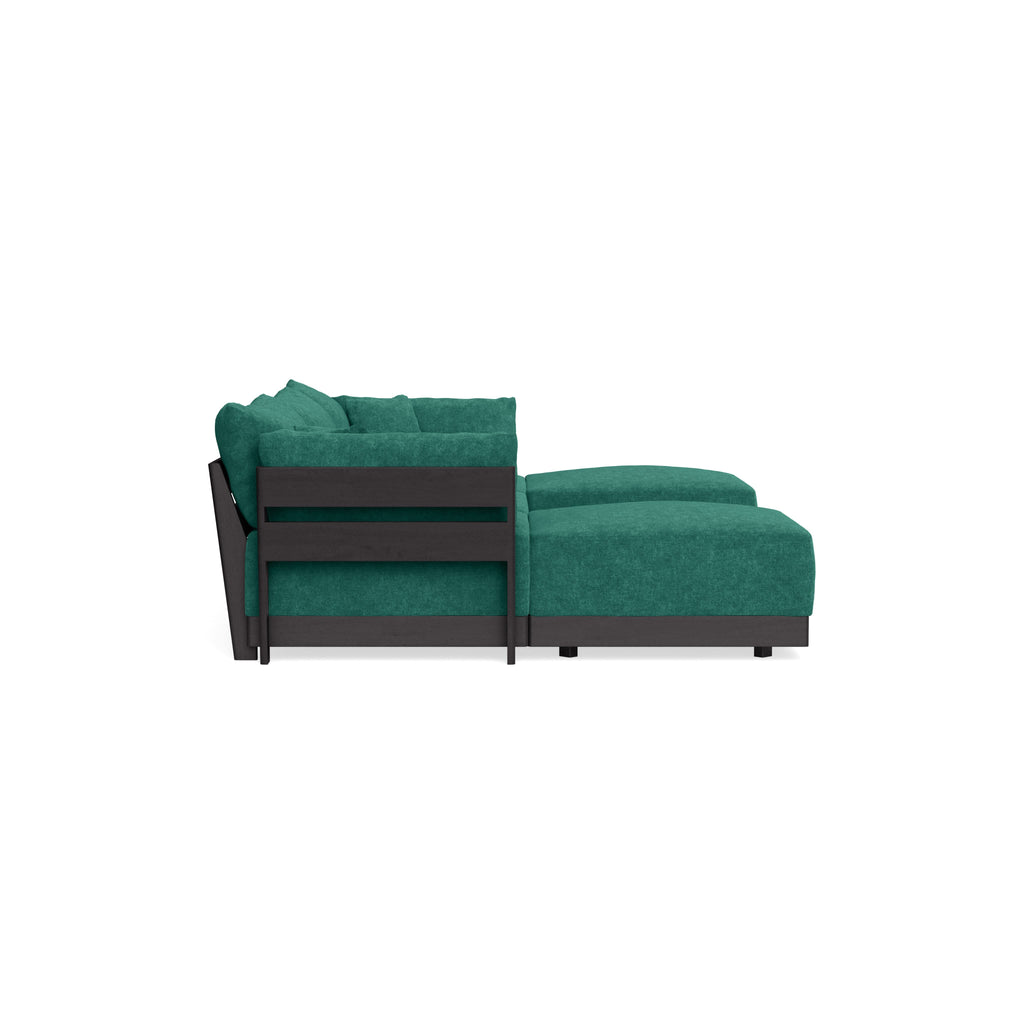 Modular Bondi Black 3-Seater U-Sectional in Jade Green | Memory Foam Blend