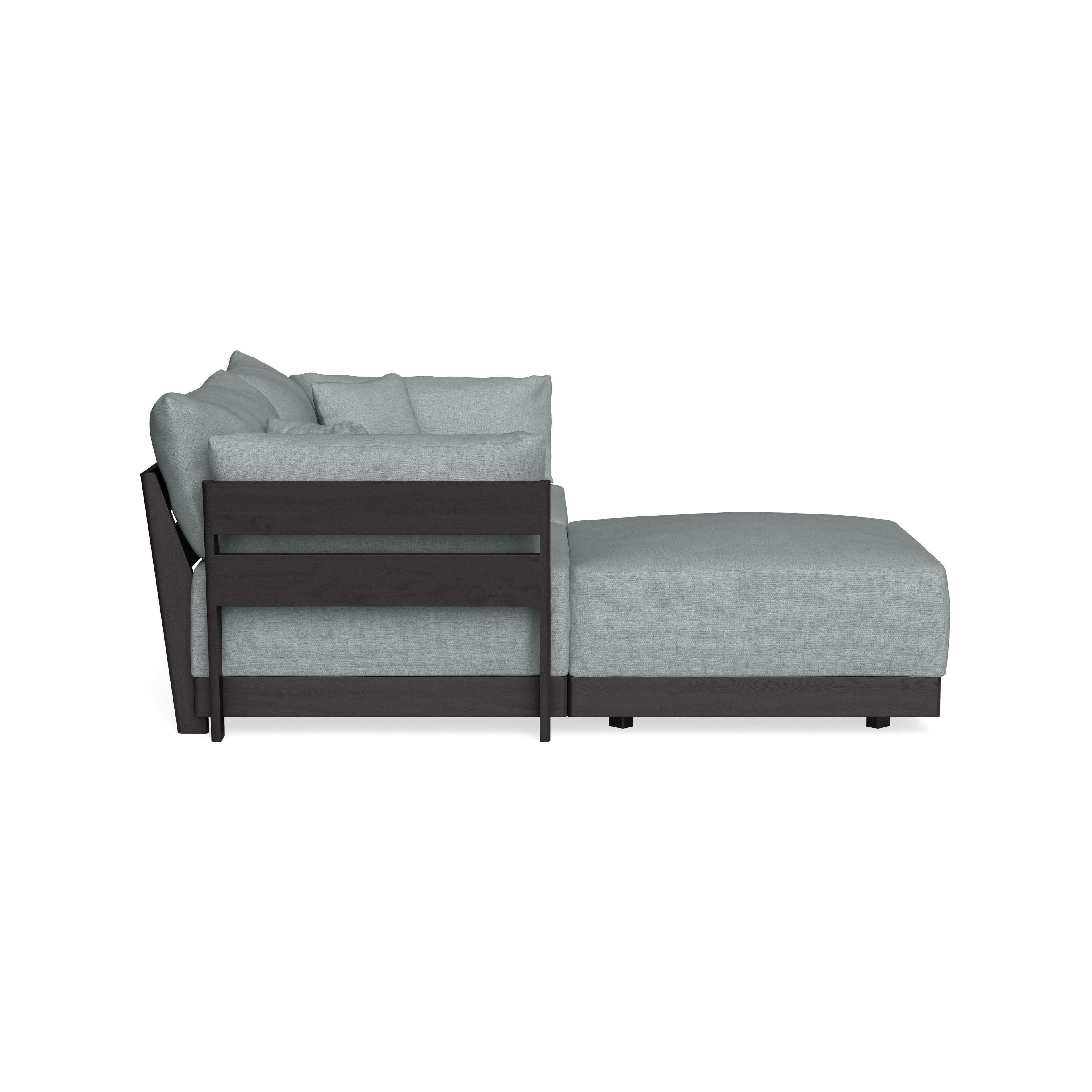 Modular Bondi Black 2-Seater Sectional in Light Steel | Classic Blend