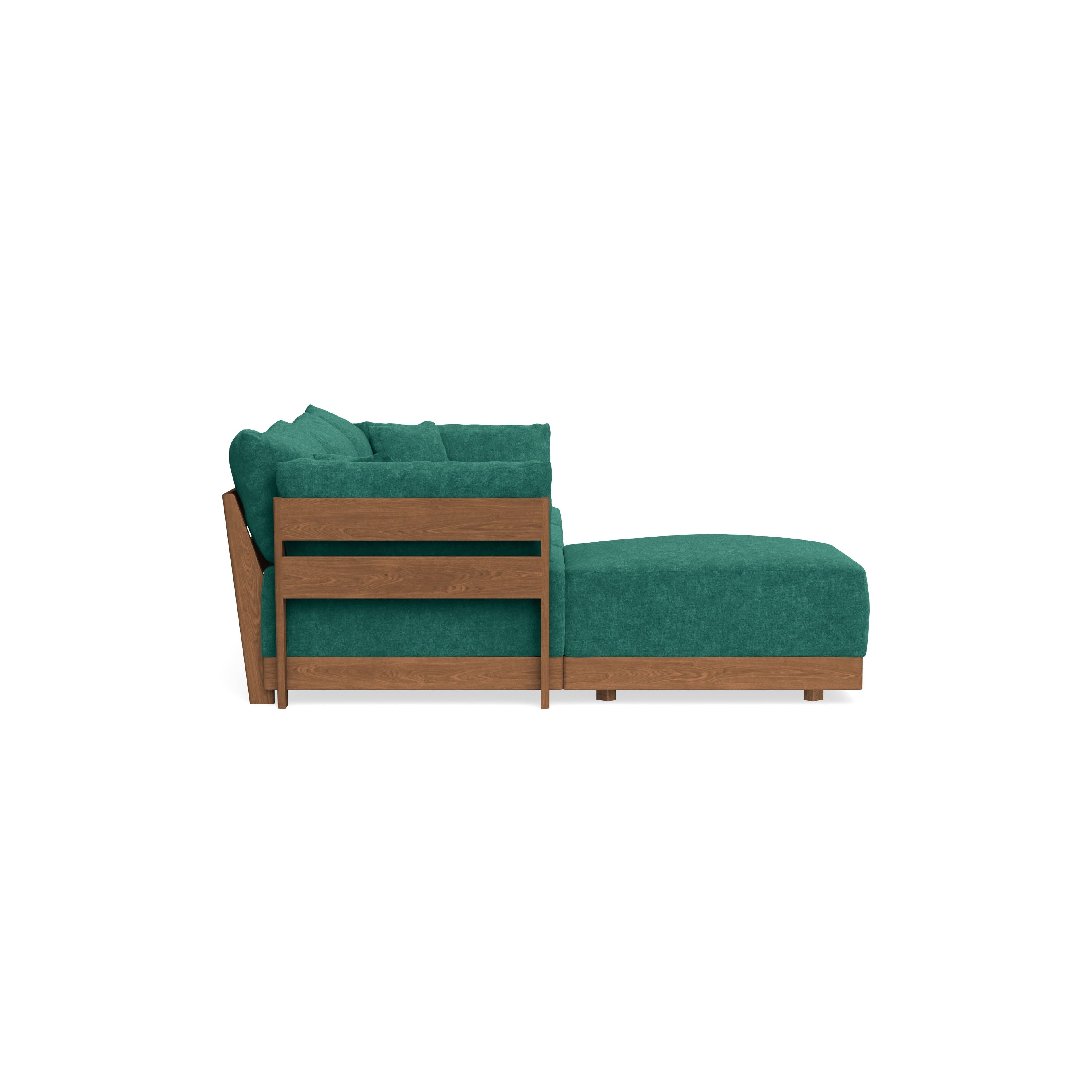 Modular Bondi Espresso 3-Seater Sectional in Jade Green | Memory Foam Blend