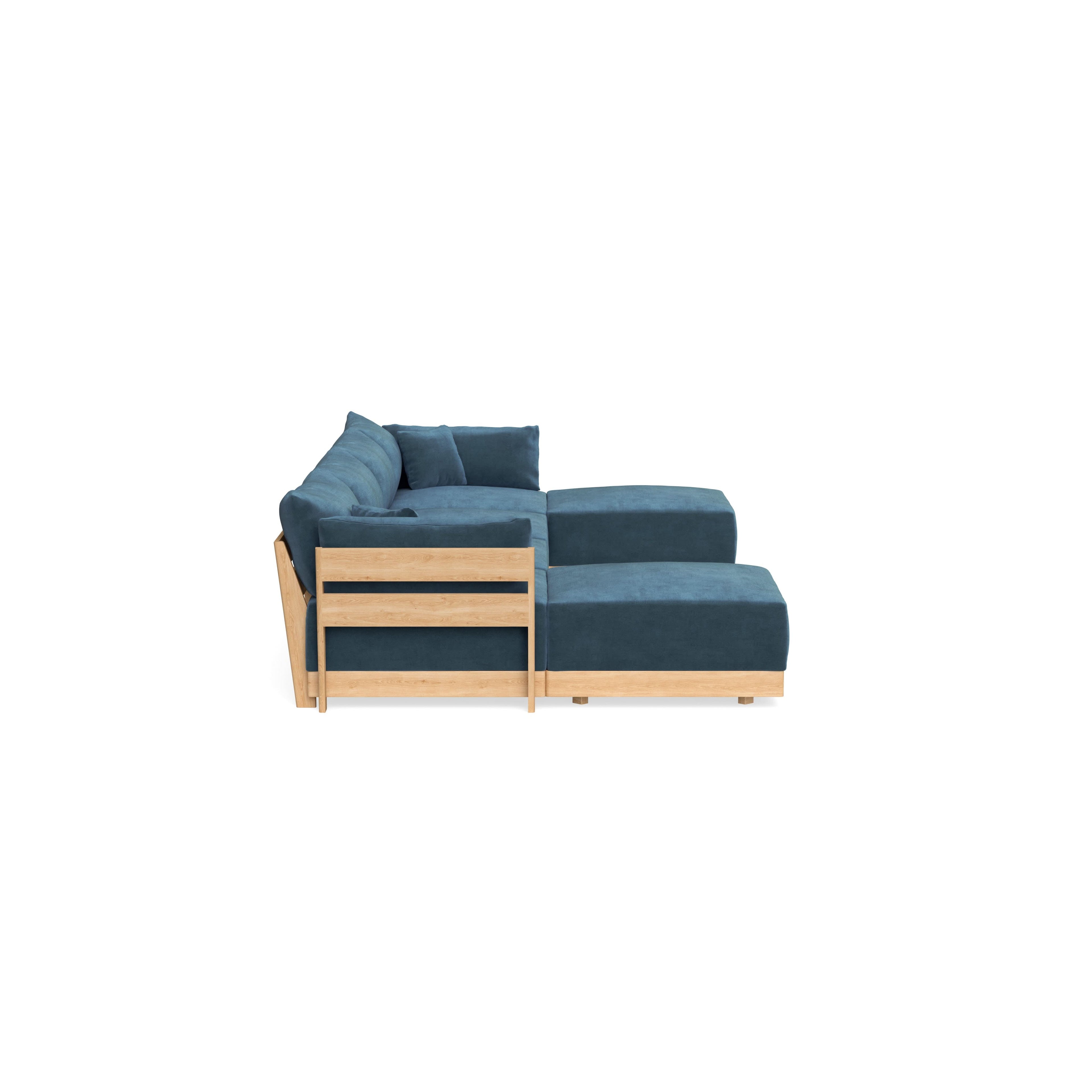Modular Bondi Latte 4-Seater U-Sectional in Oxford Blue | Classic Blend
