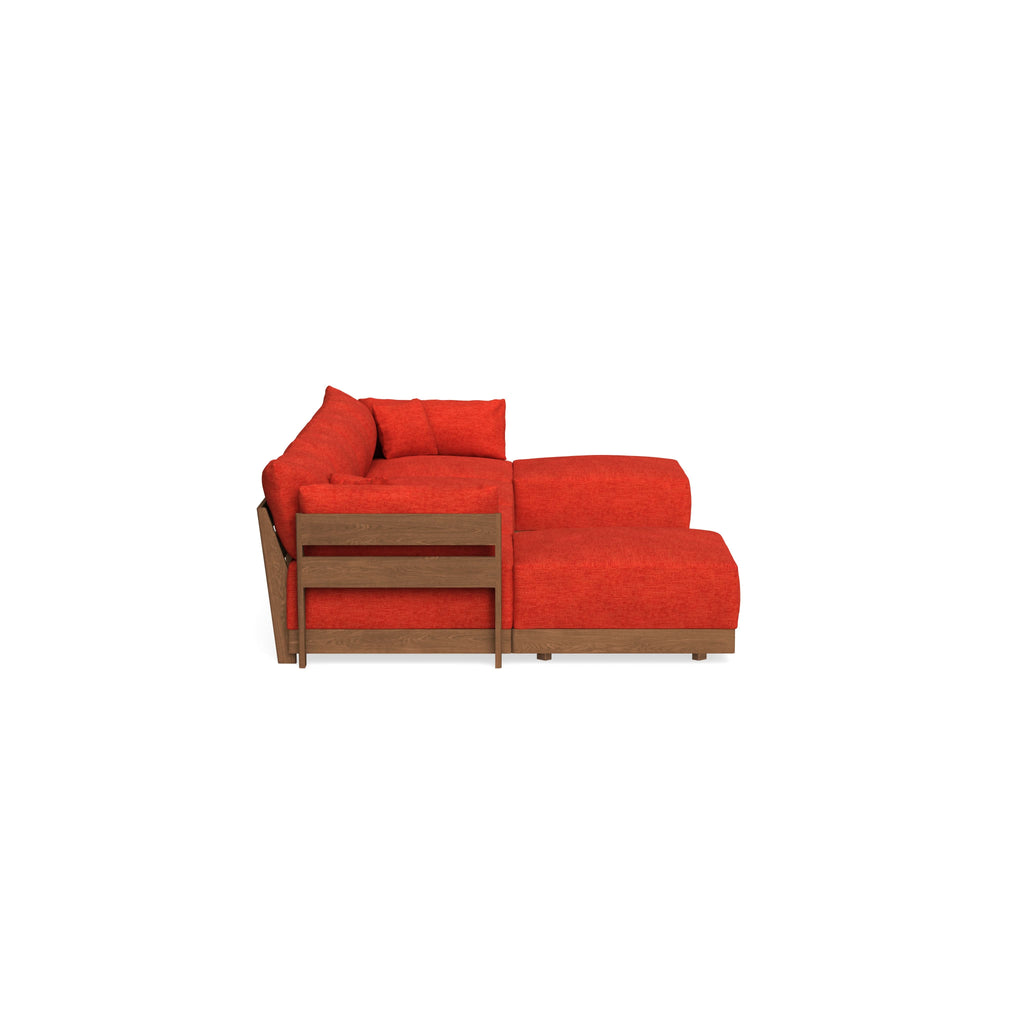 Modular Bondi Espresso 4-Seater U-Sectional in Poppy Orange | Memory Foam Blend