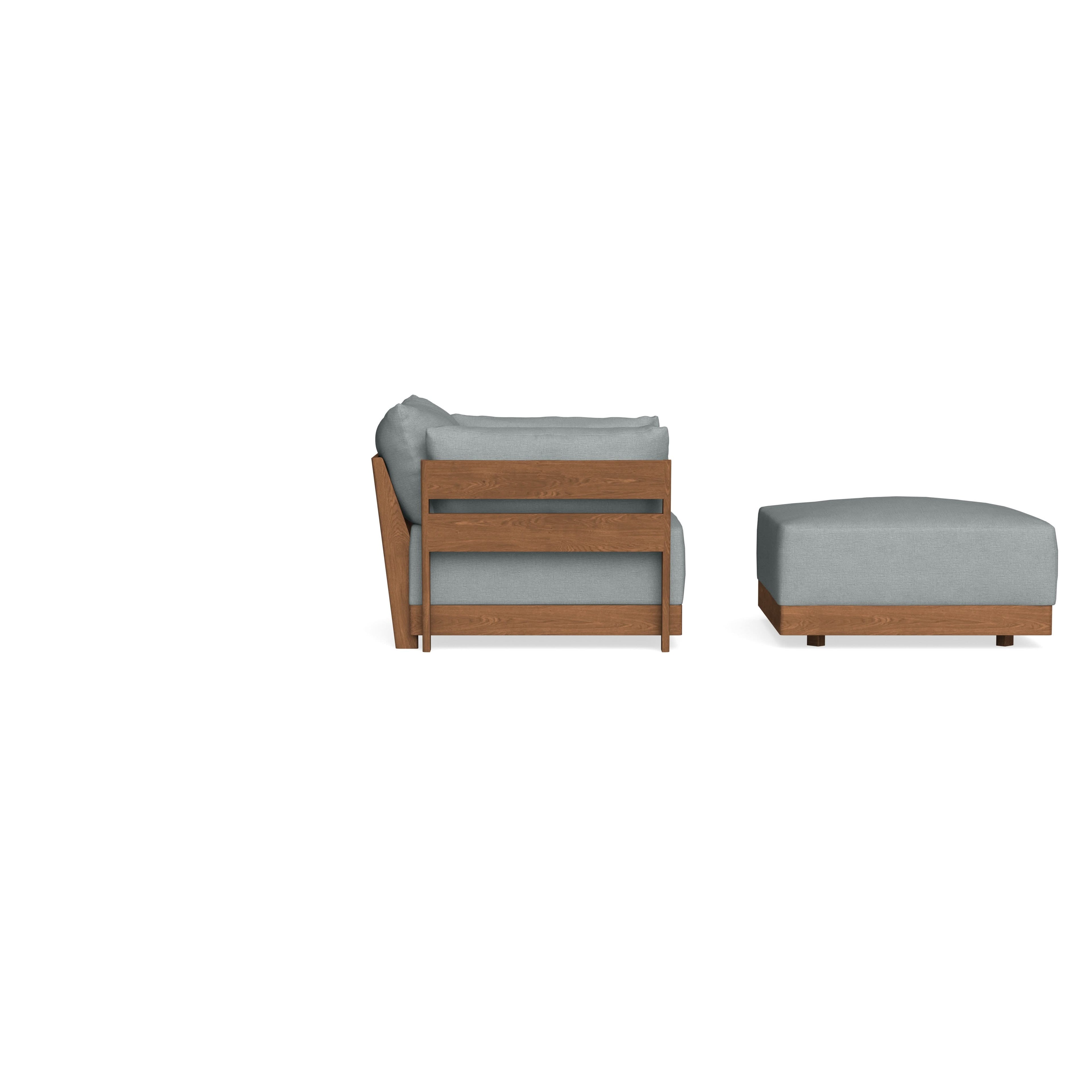 Modular Bondi Espresso Armchair + Ottoman in Light Steel | Memory Foam Blend