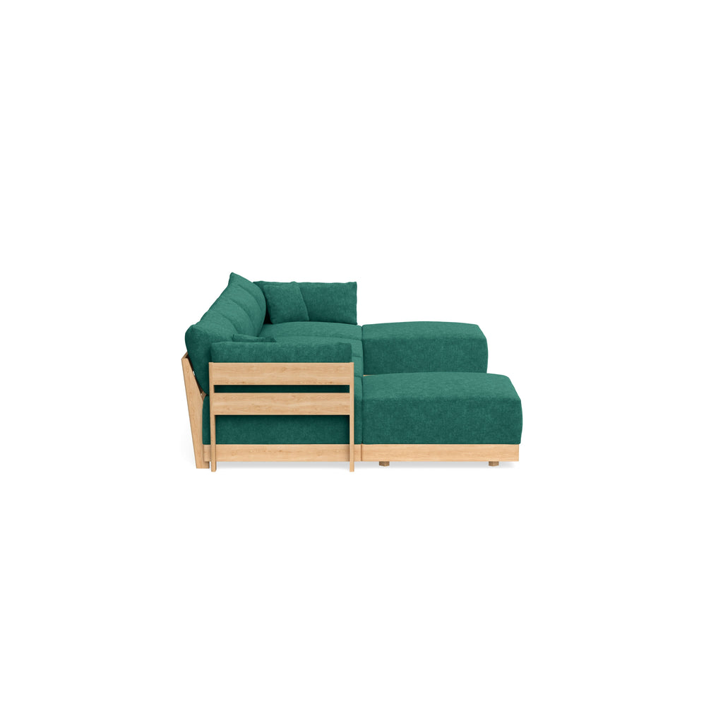 Modular Bondi Latte 4-Seater U-Sectional in Jade Green | Classic Blend