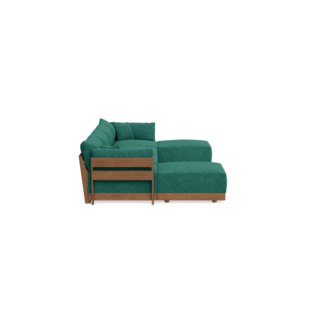 Modular Bondi Espresso 4-Seater U-Sectional in Jade Green | Memory Foam Blend