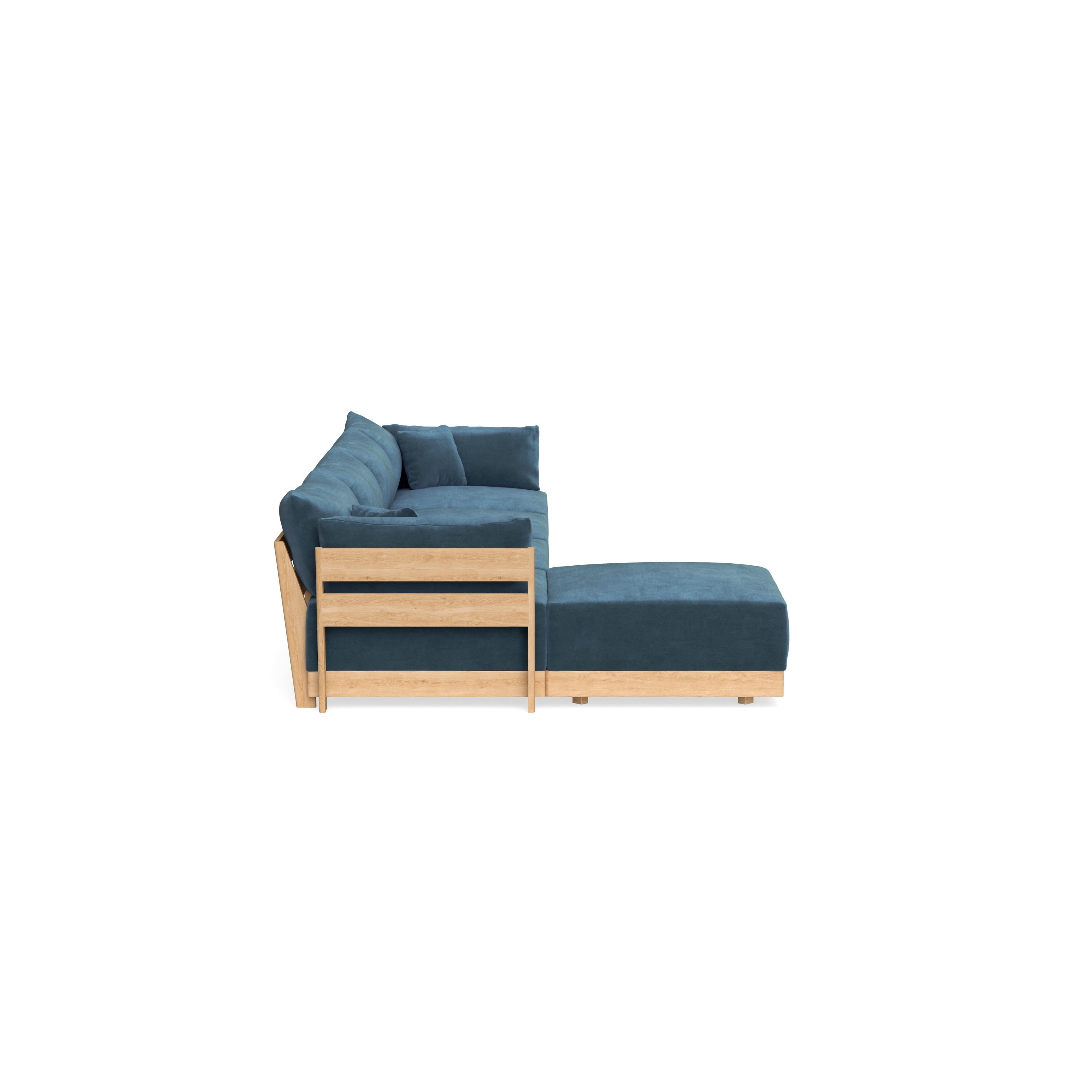 Modular Bondi Latte 4-Seater Sectional in Oxford Blue | Memory Foam Blend