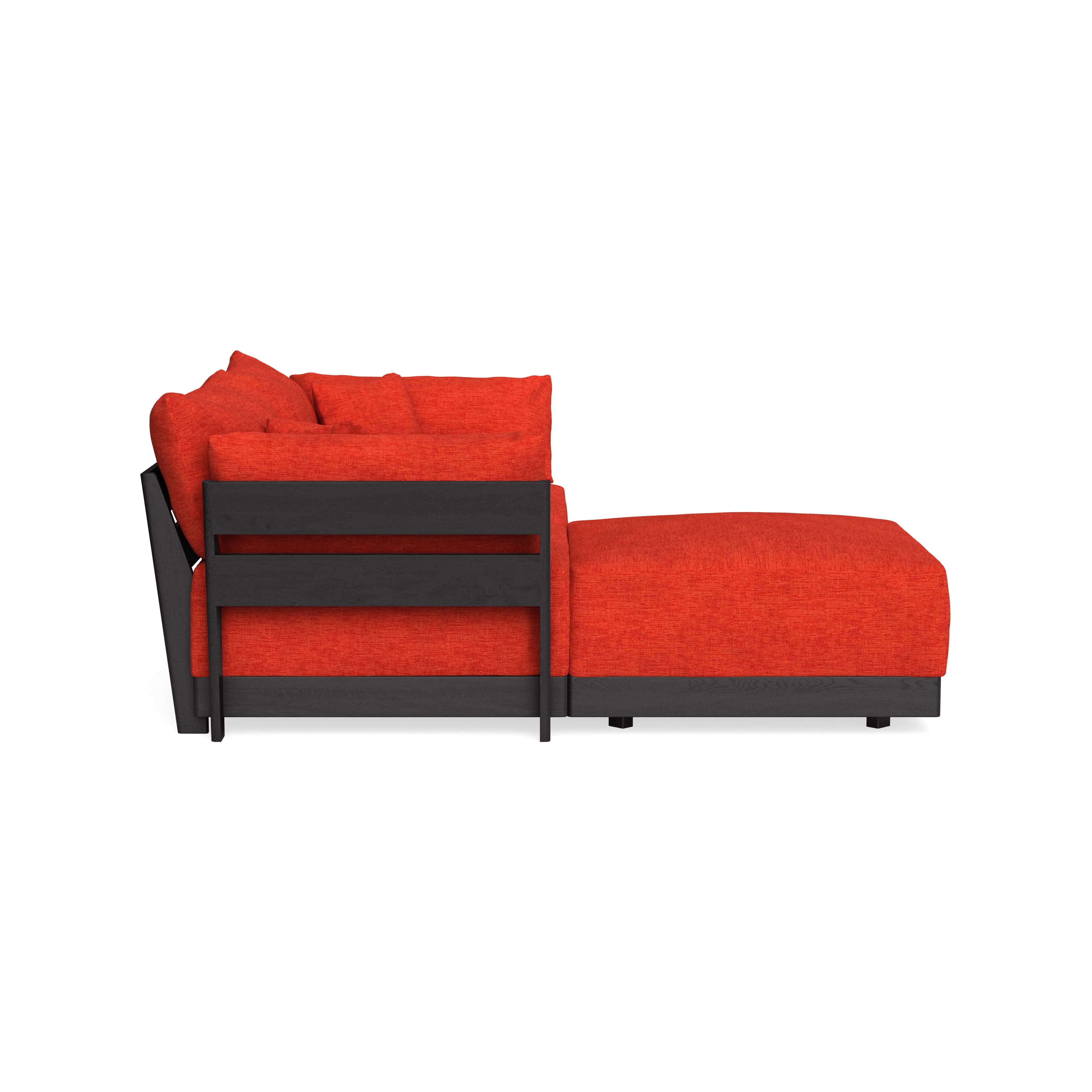 Modular Bondi Black 2-Seater Sectional in Poppy Orange | Memory Foam Blend