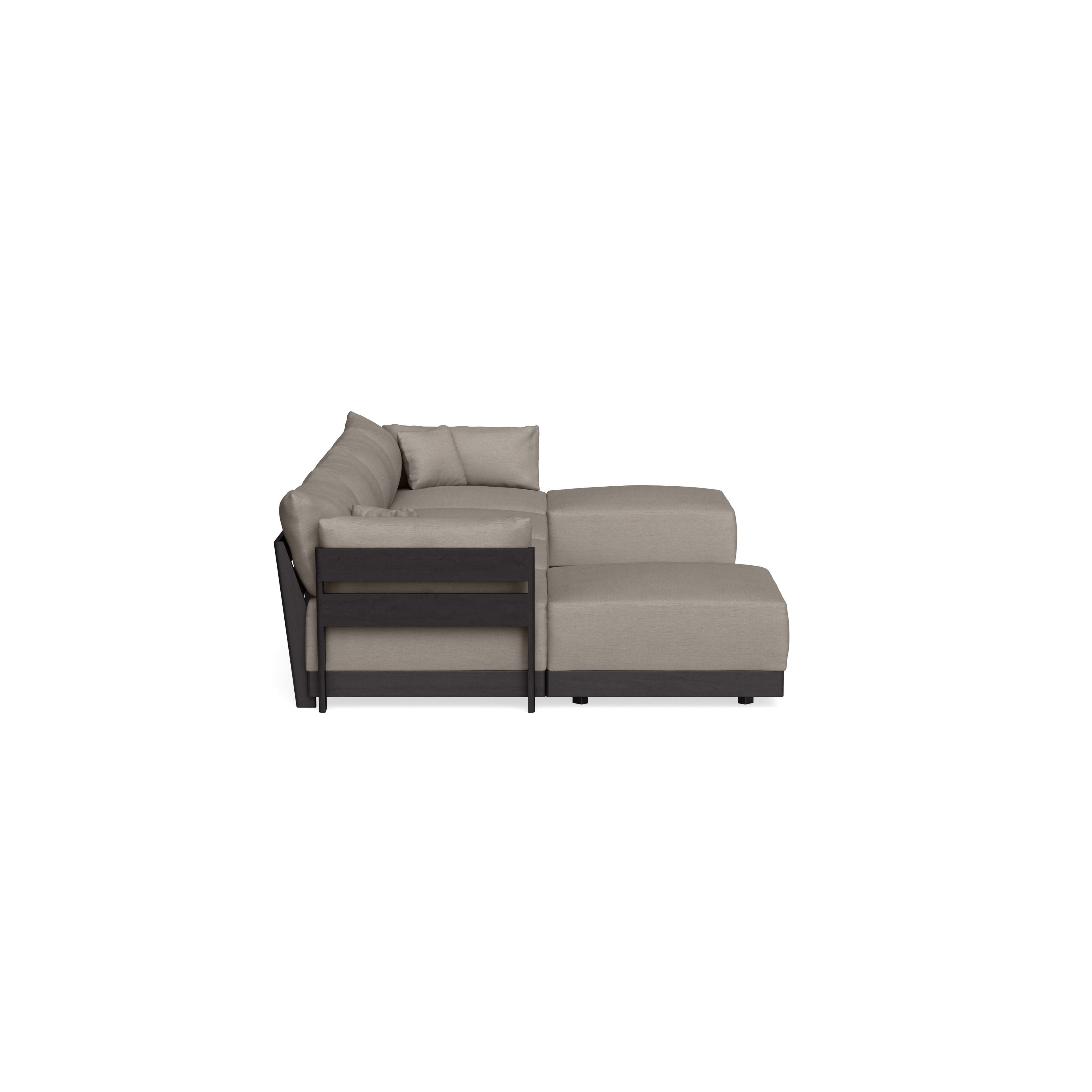 Modular Bondi Black 4-Seater U-Sectional in Cinder Gray | Memory Foam Blend