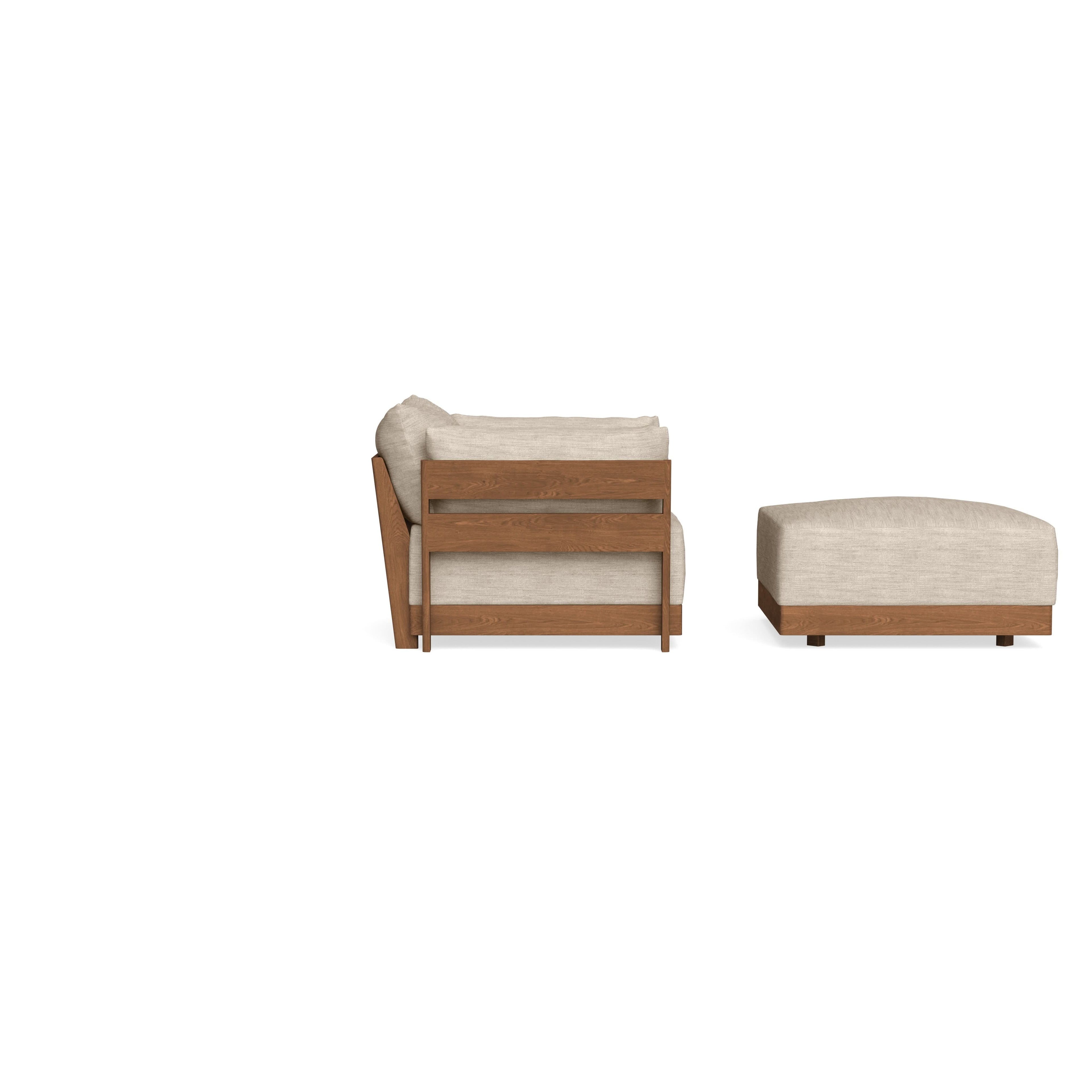 Modular Bondi Espresso Armchair + Ottoman in Wheat | Classic Blend