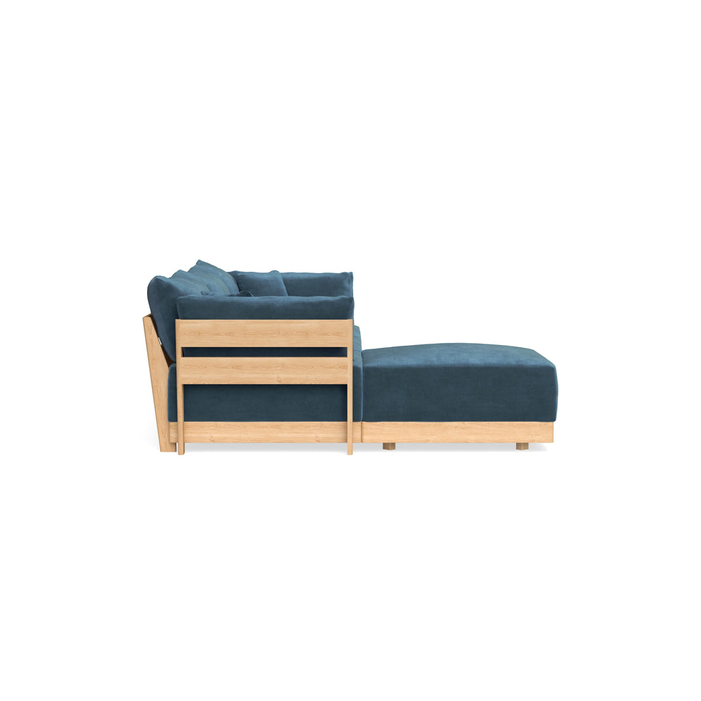 Modular Bondi Latte 3-Seater Sectional in Oxford Blue | Memory Foam Blend