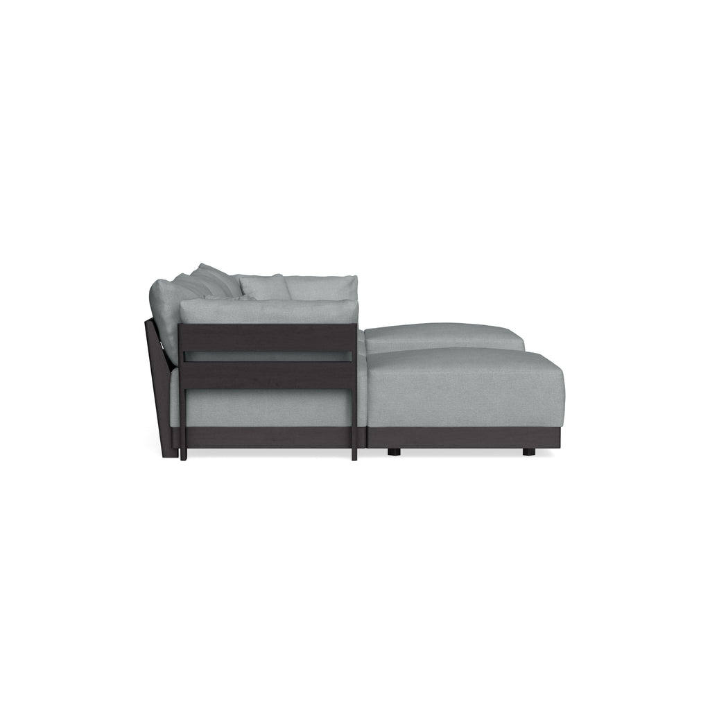 Modular Bondi Black 3-Seater U-Sectional in Light Steel | Memory Foam Blend