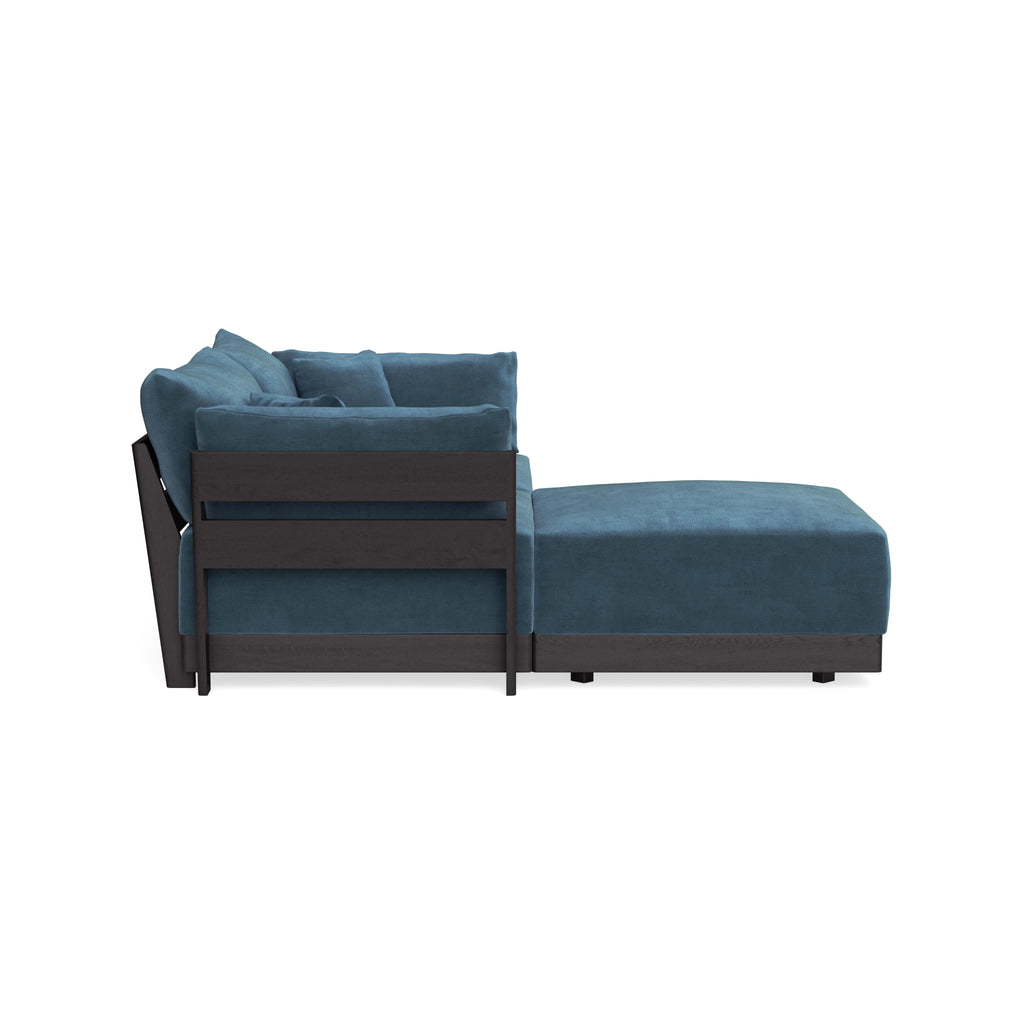 Modular Bondi Black 2-Seater Sectional in Oxford Blue | Classic Blend