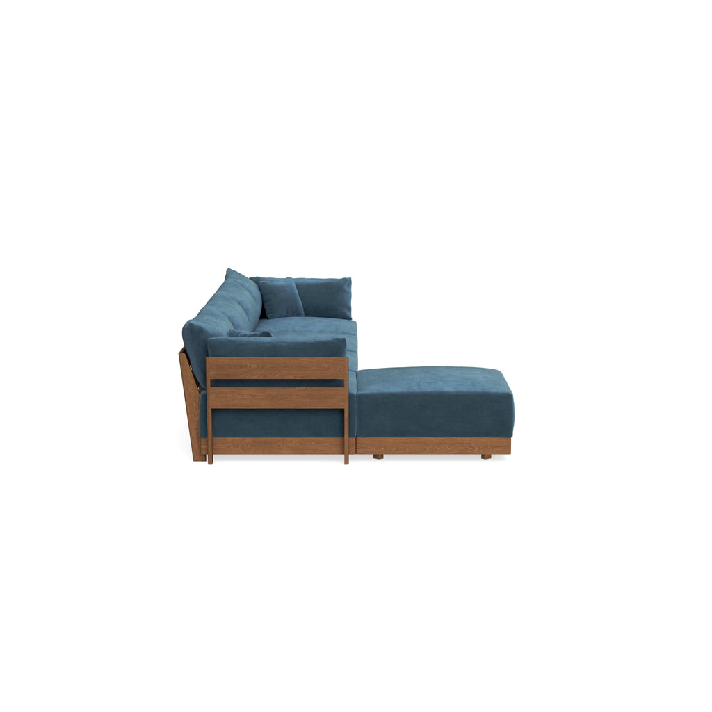 Modular Bondi Espresso 4-Seater Sectional in Oxford Blue | Memory Foam Blend