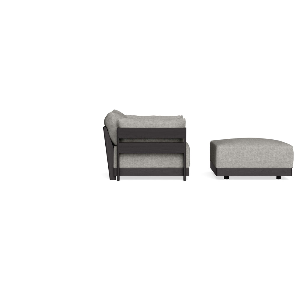 Modular Bondi Black Armchair + Ottoman in Fog | Classic Blend