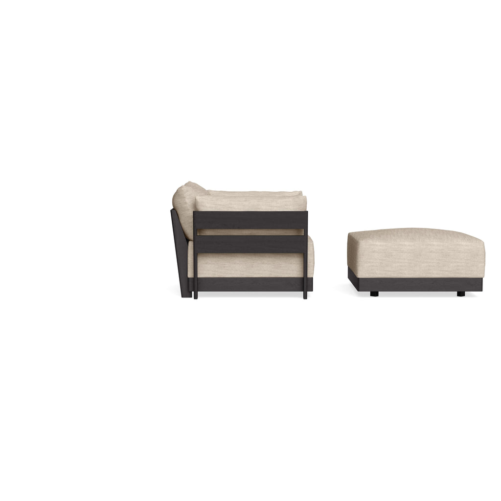 Modular Bondi Black Armchair + Ottoman in Wheat | Classic Blend
