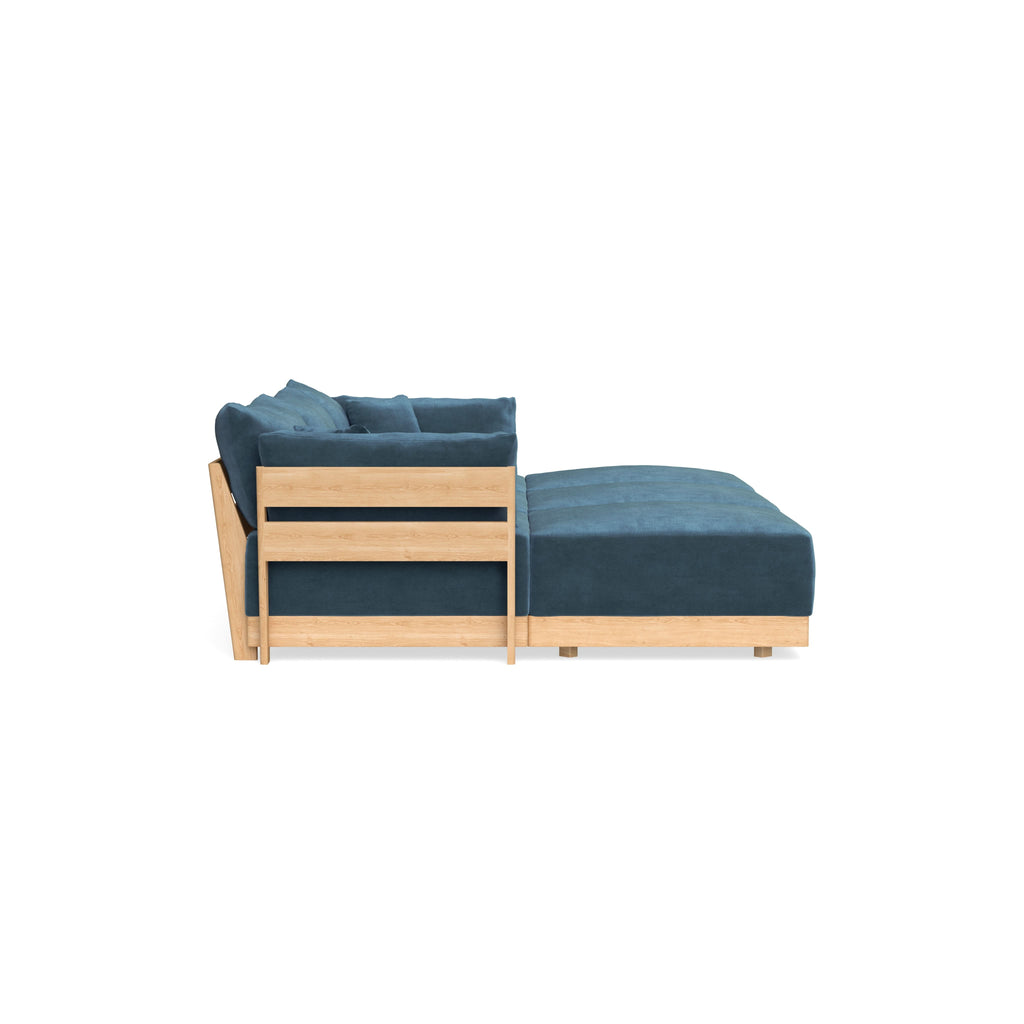 Modular Bondi Latte 3-Seater Daybed Sofa Sectional in Oxford Blue | Classic Blend