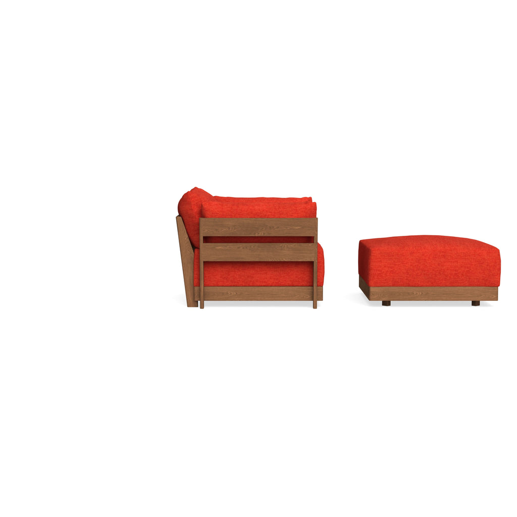 Modular Bondi Espresso Armchair + Ottoman in Poppy Orange | Classic Blend