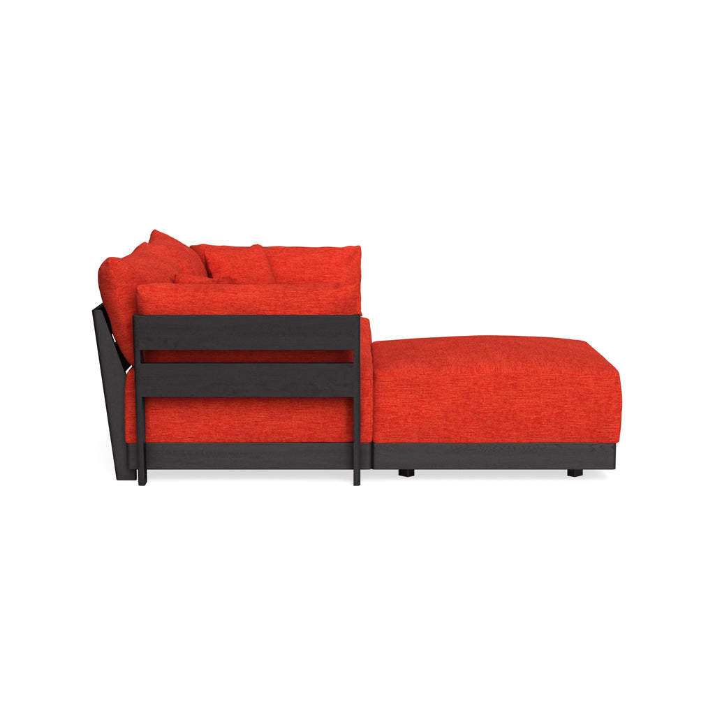 Modular Bondi Black 2-Seater Sectional in Poppy Orange | Classic Blend