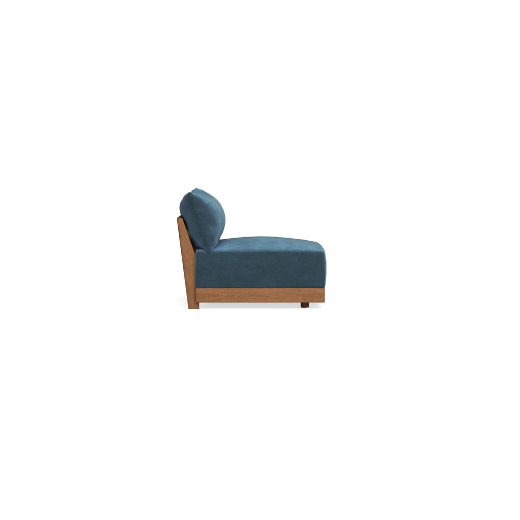 Modular Bondi Espresso Armless Chair in Oxford Blue | Classic Blend