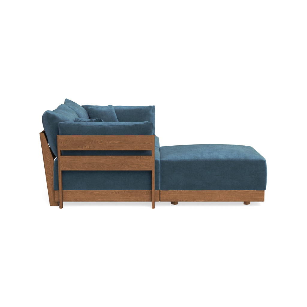 Modular Bondi Espresso 2-Seater Sectional in Oxford Blue | Memory Foam Blend