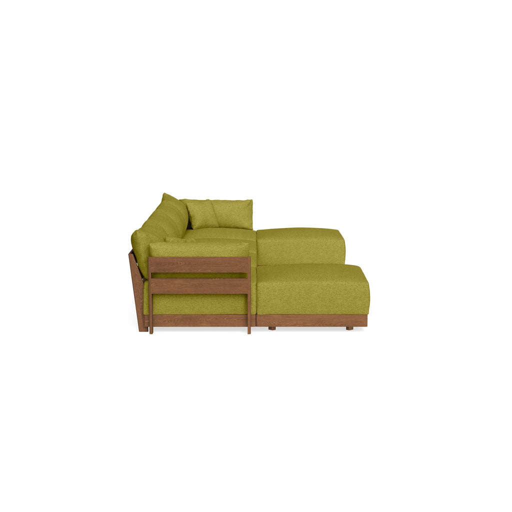 Modular Bondi Espresso 4-Seater U-Sectional in Avocado | Memory Foam Blend