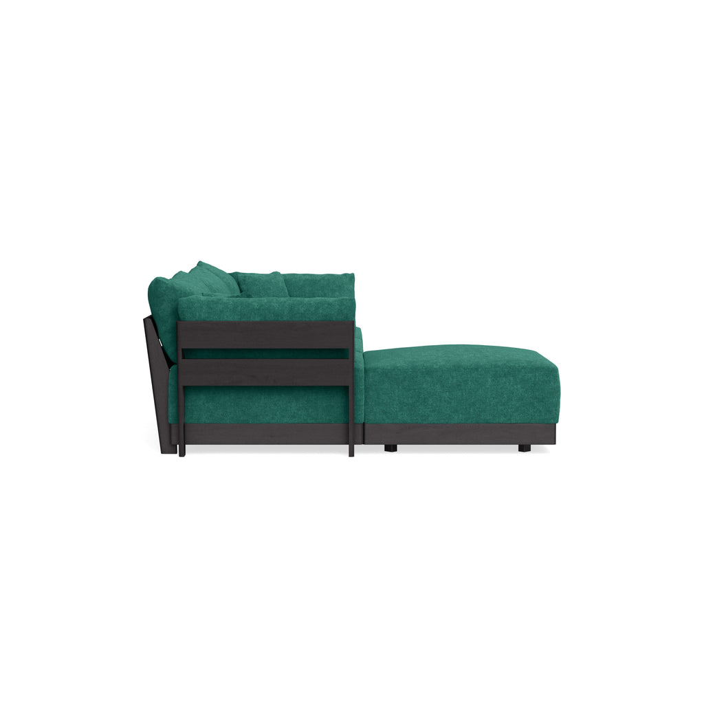 Modular Bondi Black 3-Seater Sectional in Jade Green | Memory Foam Blend