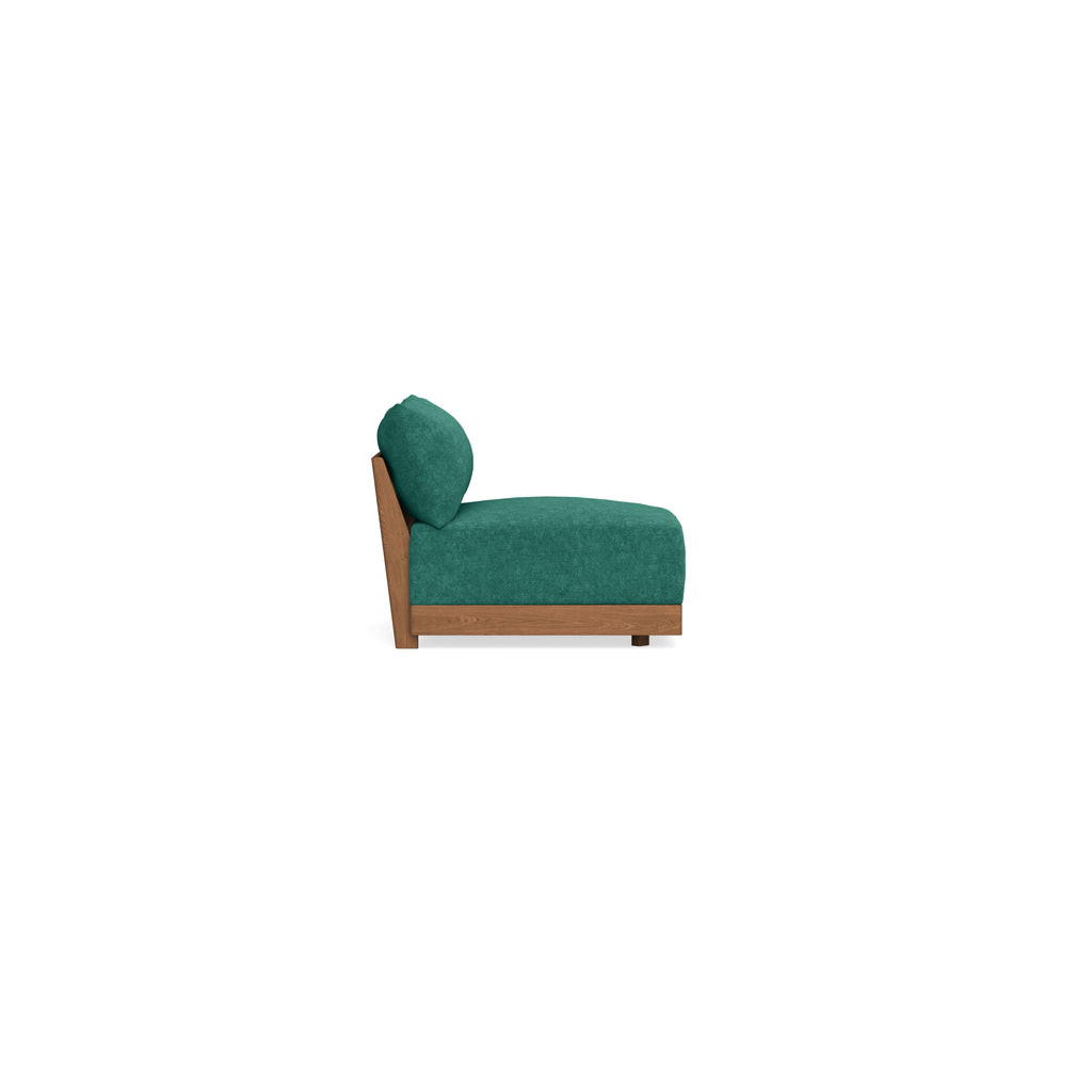 Modular Bondi Espresso Armless Chair in Jade Green | Memory Foam Blend
