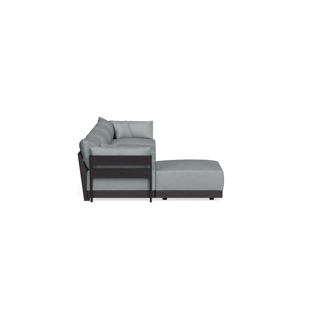 Modular Bondi Black 4-Seater Sectional in Light Steel | Classic Blend