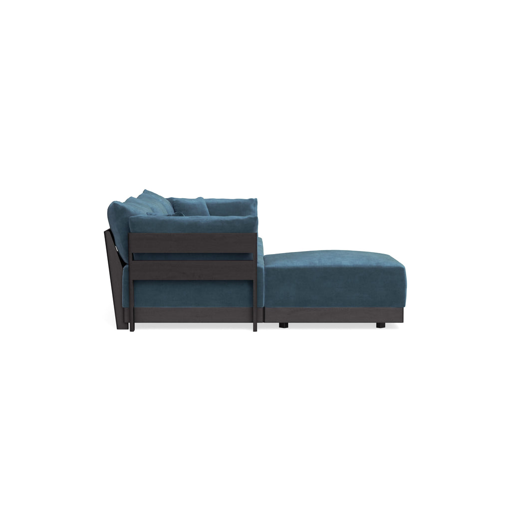 Modular Bondi Black 3-Seater Sectional in Oxford Blue | Memory Foam Blend