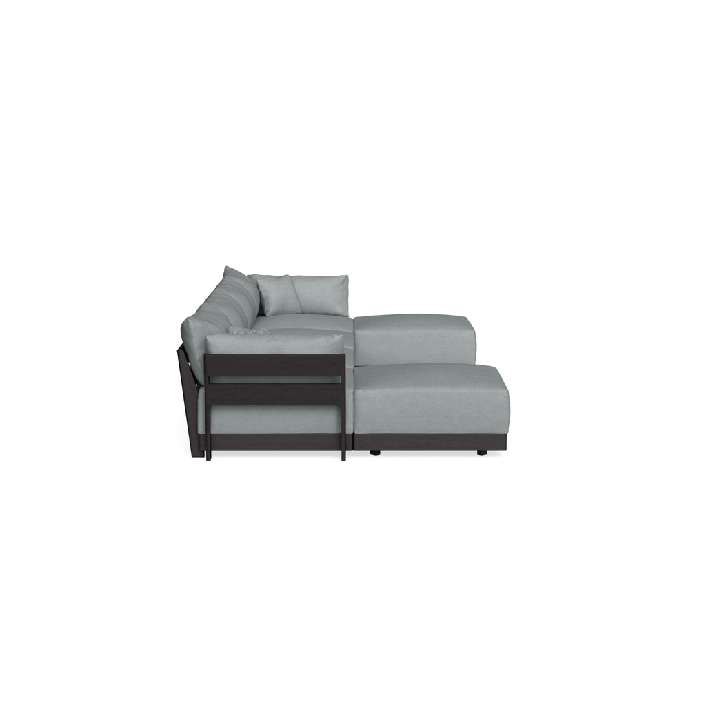 Modular Bondi Black 4-Seater U-Sectional in Light Steel | Classic Blend