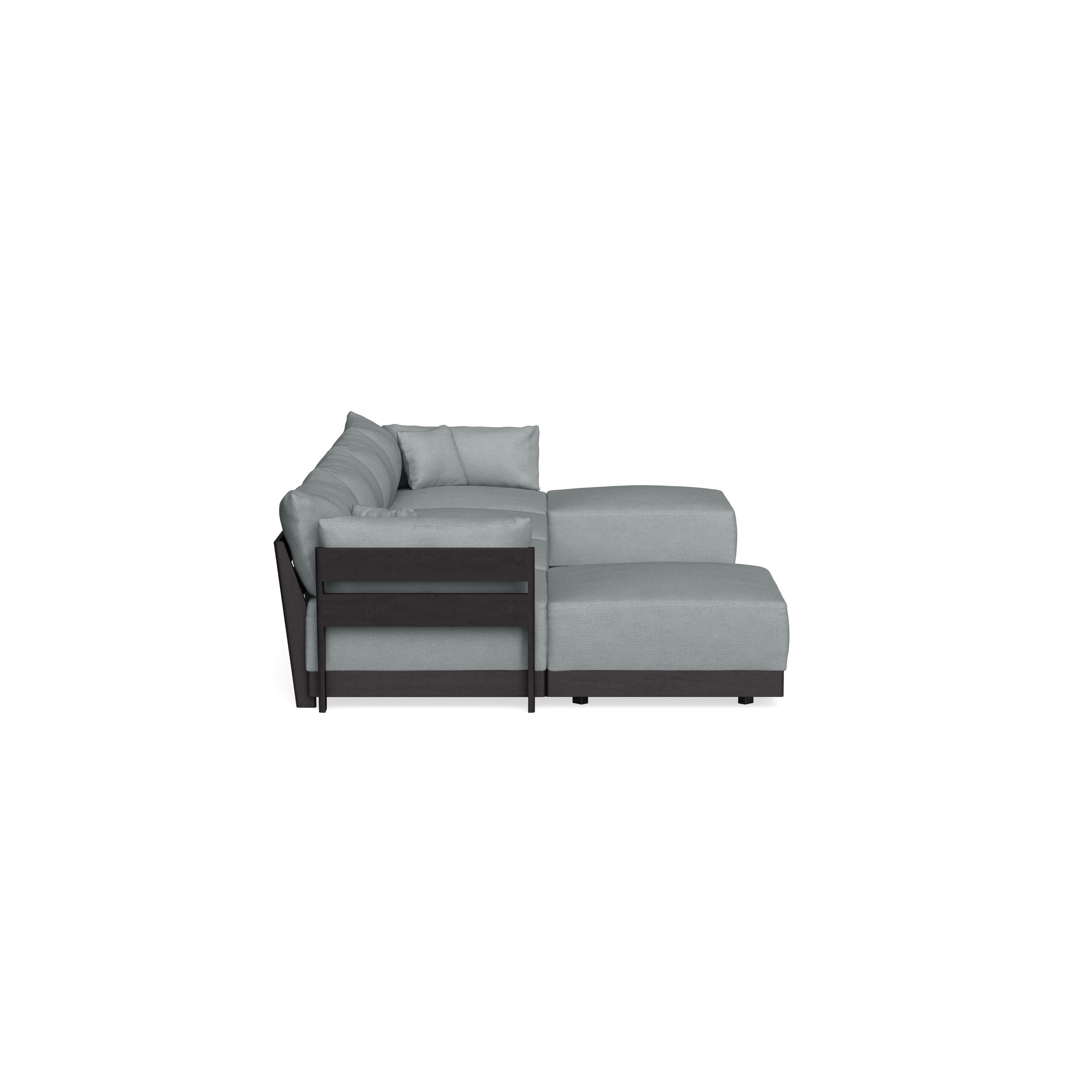 Modular Bondi Black 4-Seater U-Sectional in Light Steel | Classic Blend