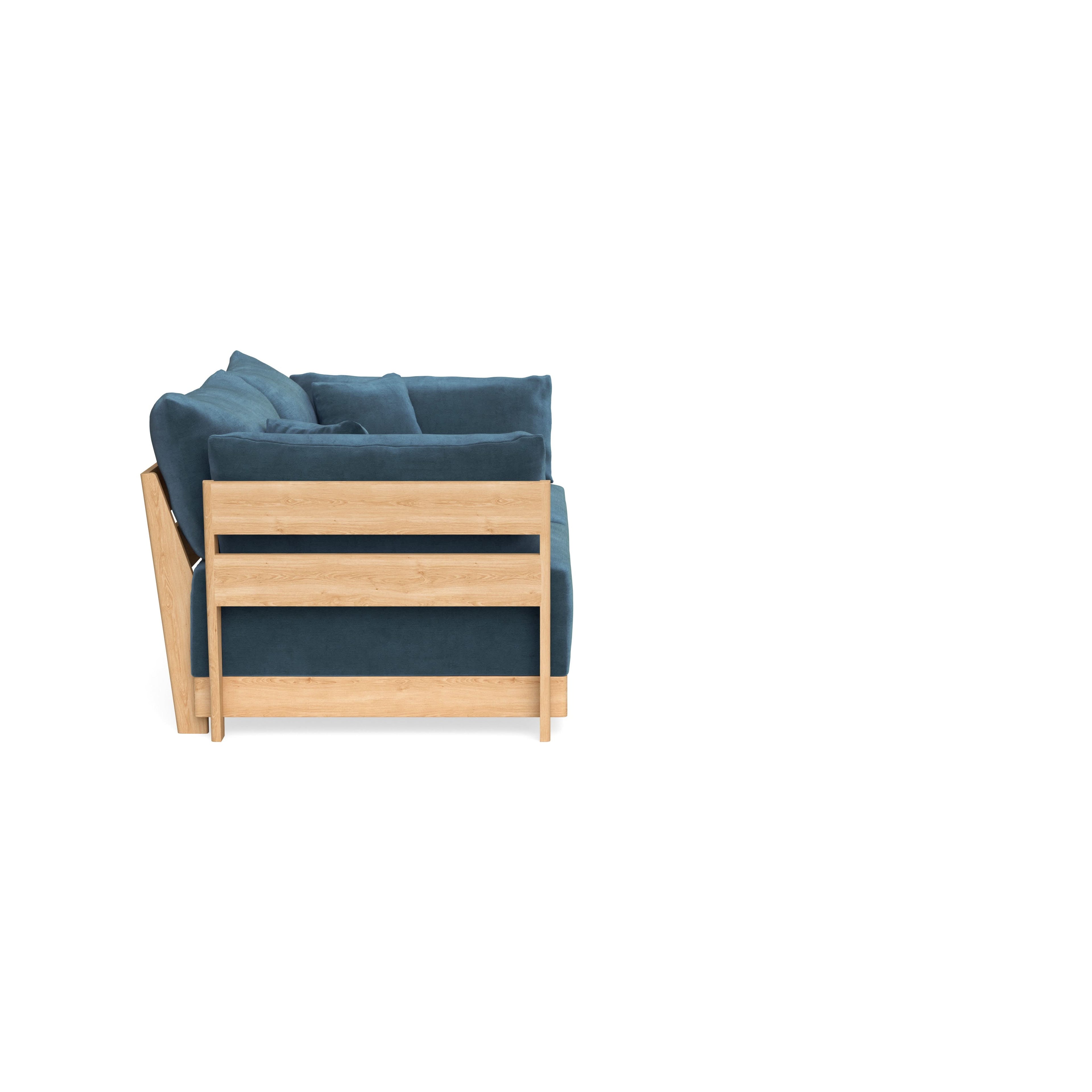 Modular Bondi Latte 2-Seater Sofa in Oxford Blue | Memory Foam Blend