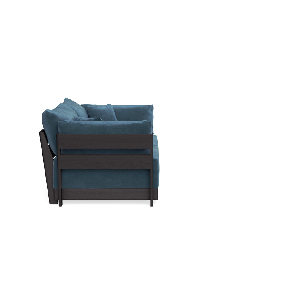Modular Bondi Black 2-Seater Sofa in Oxford Blue | Classic Blend