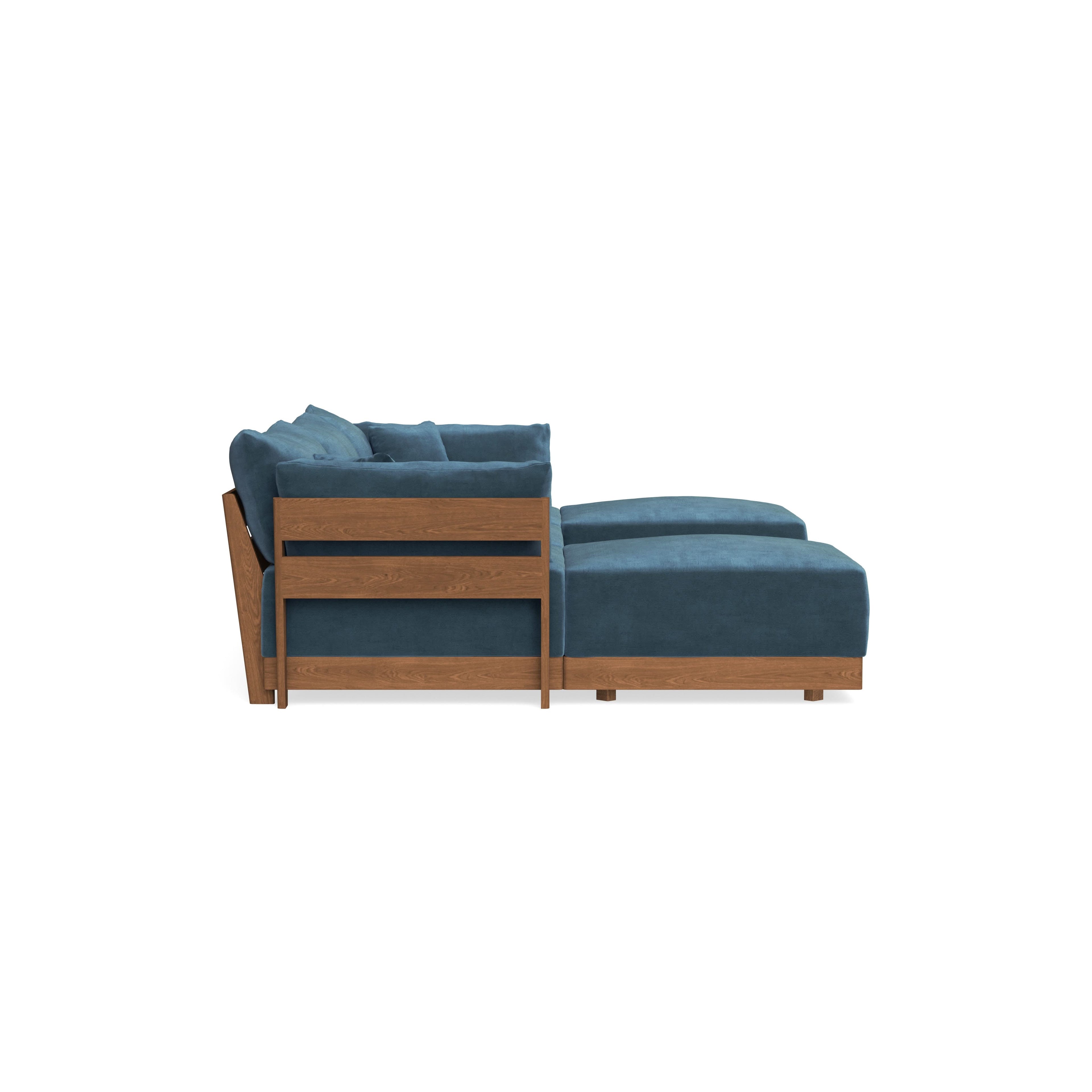 Modular Bondi Espresso 3-Seater U-Sectional in Oxford Blue | Memory Foam Blend