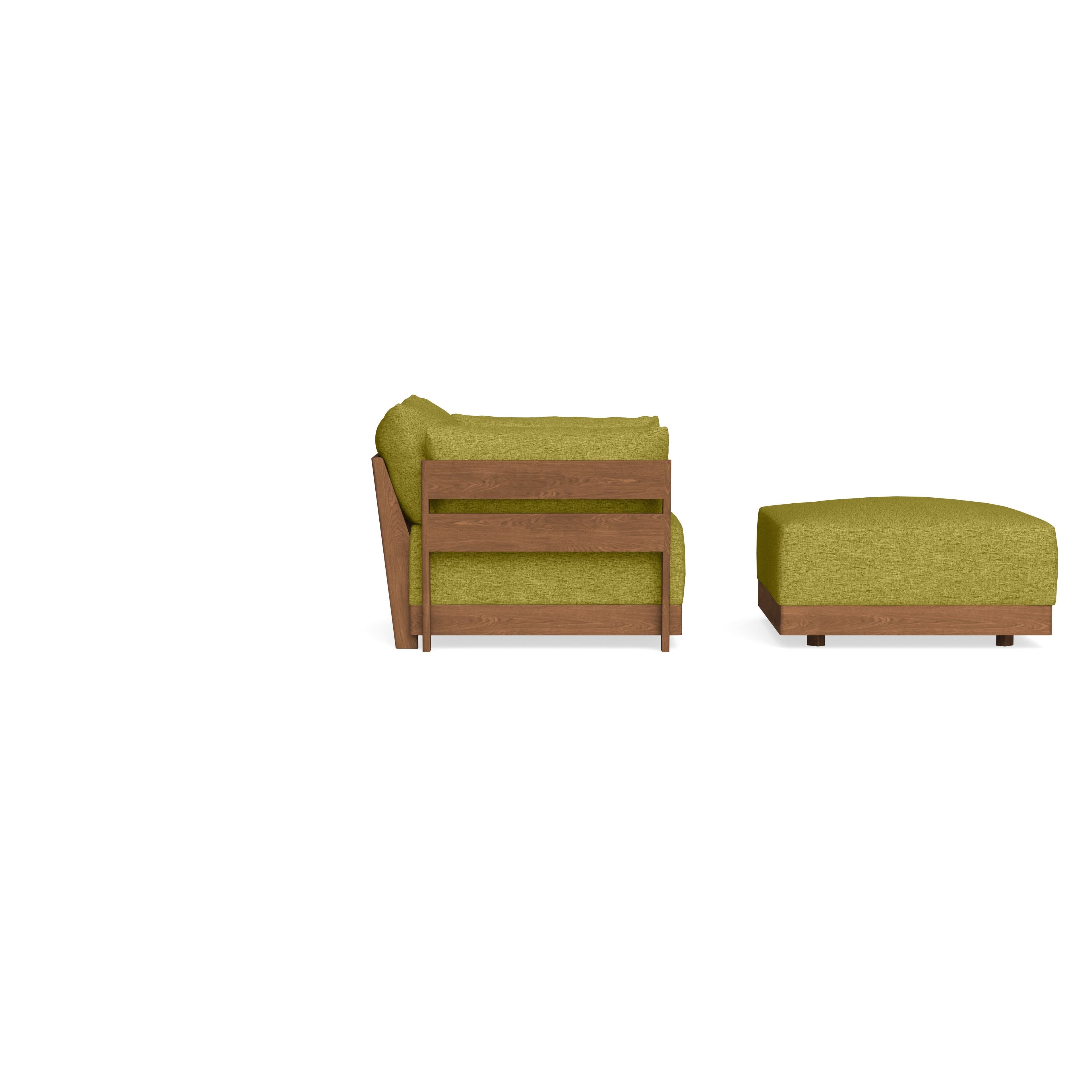 Modular Bondi Espresso Armchair + Ottoman in Avocado | Memory Foam Blend
