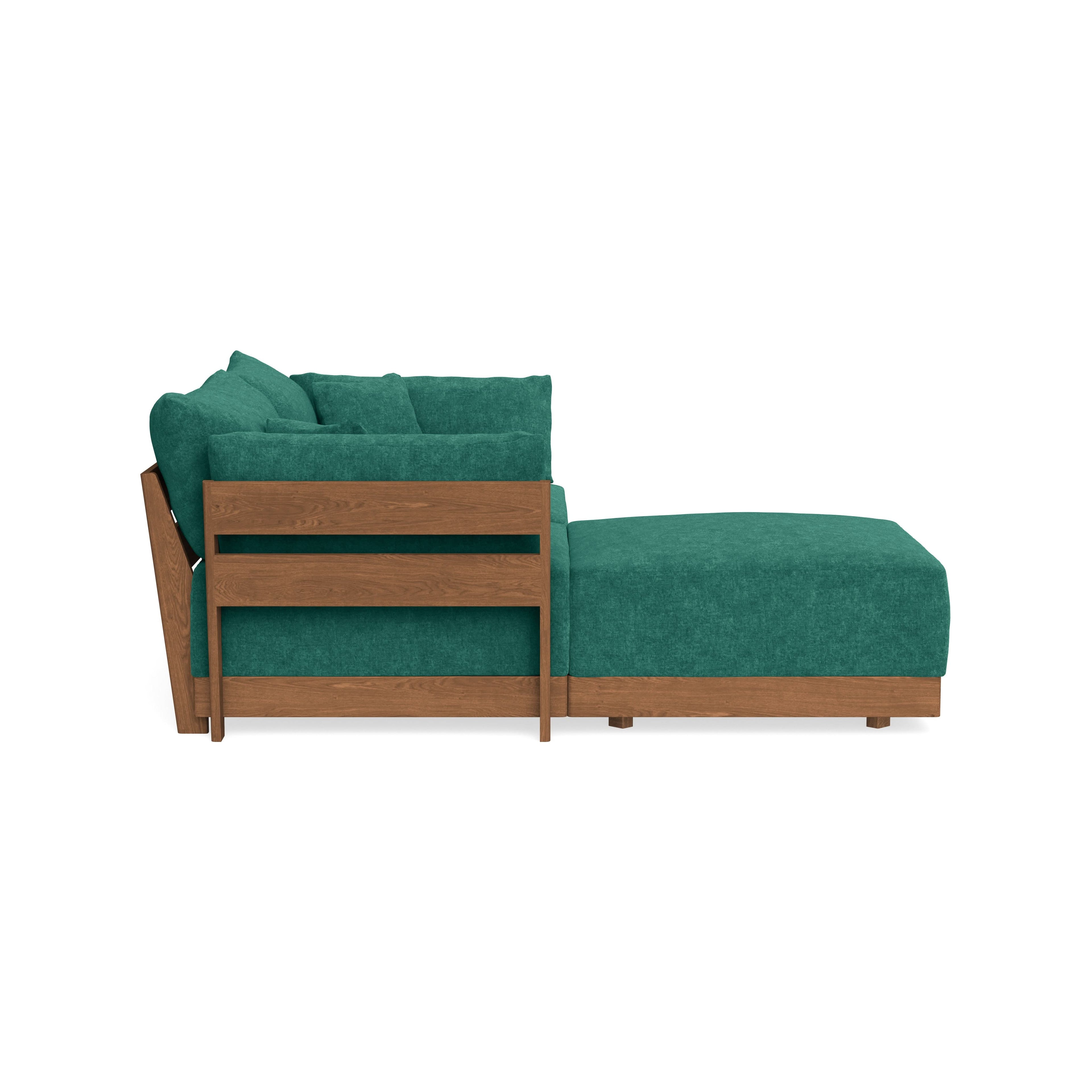 Modular Bondi Espresso 2-Seater Sectional in Jade Green | Memory Foam Blend