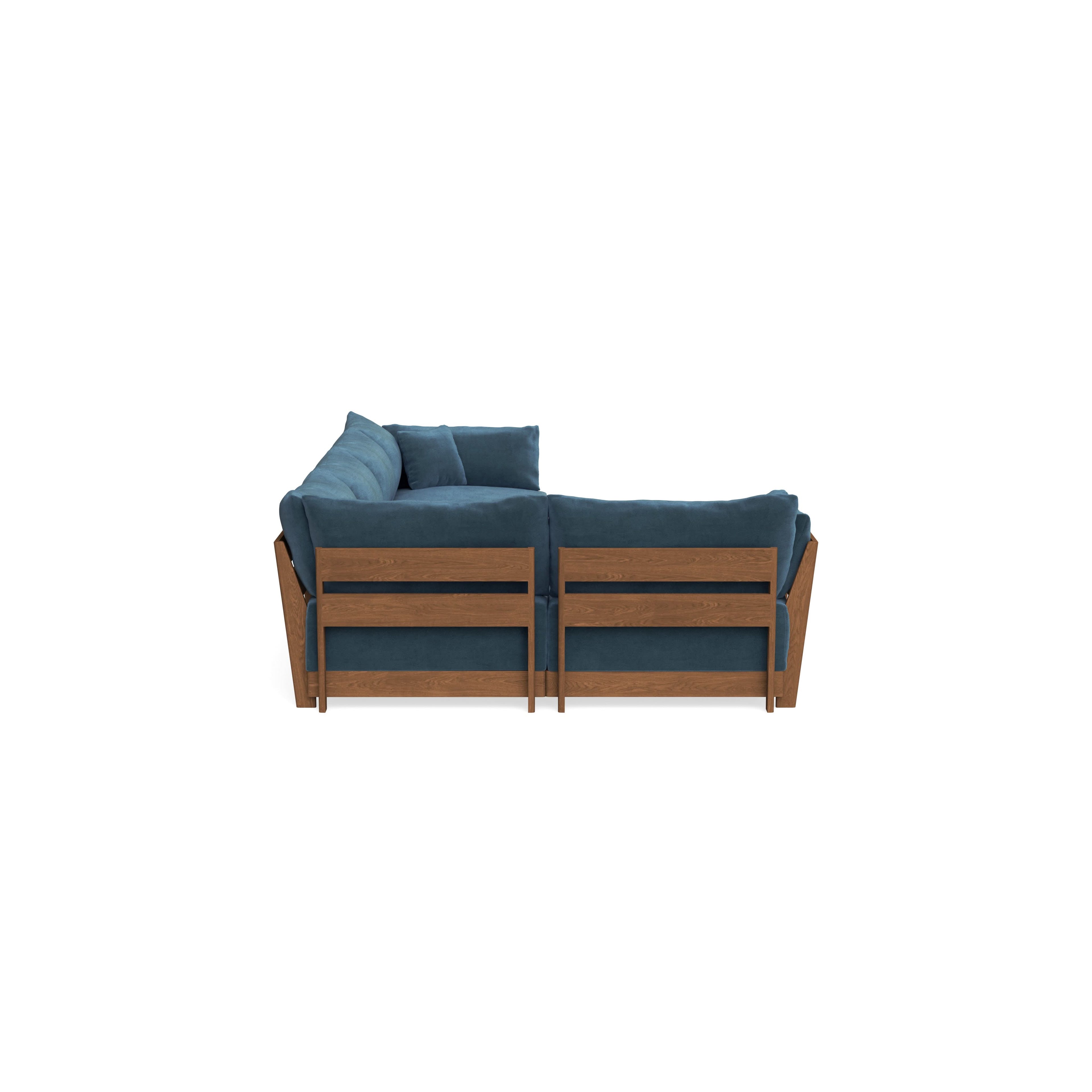 Modular Bondi Espresso 5-Seater L-Sectional in Oxford Blue | Classic Blend