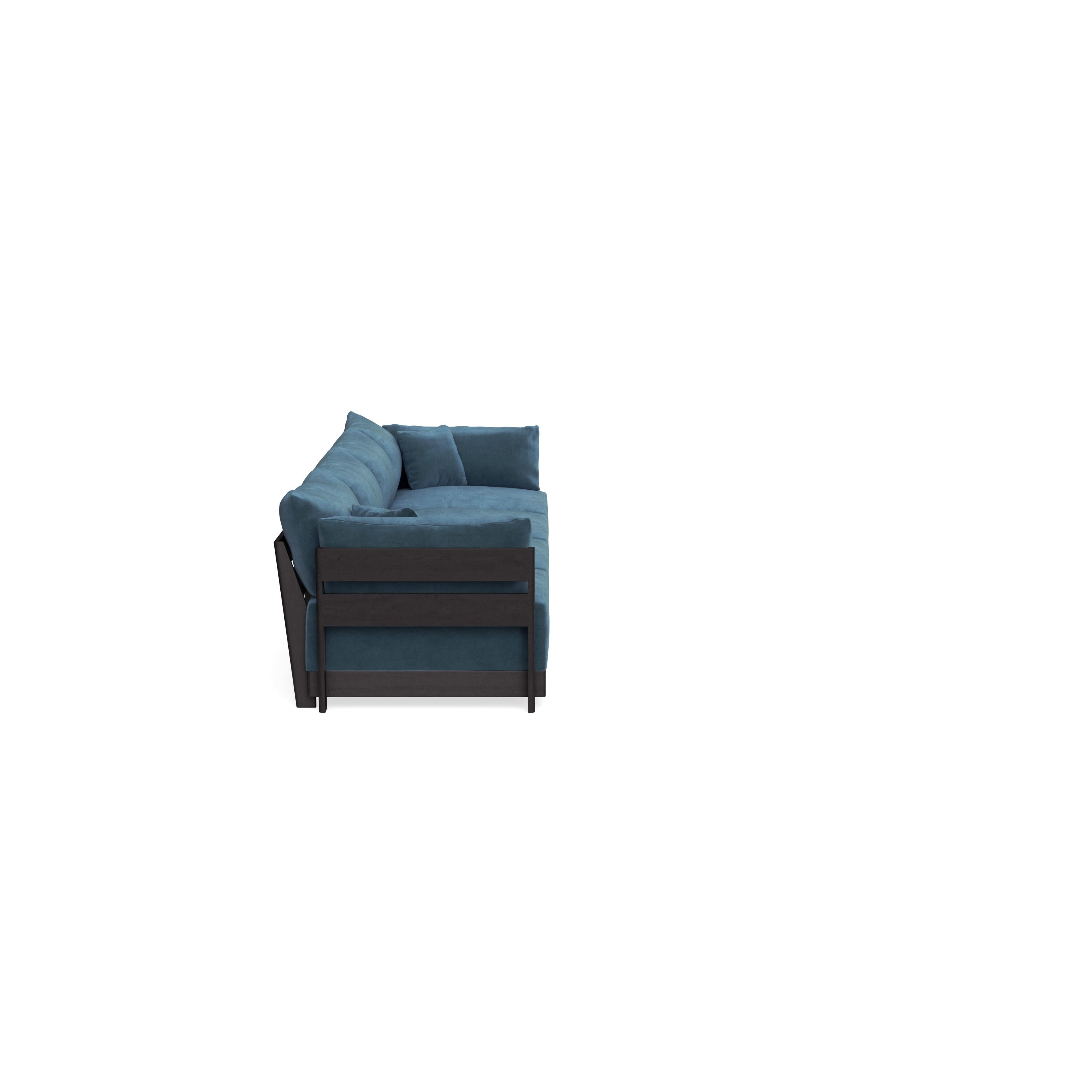 Modular Bondi Black 4-Seater Sofa in Oxford Blue | Classic Blend