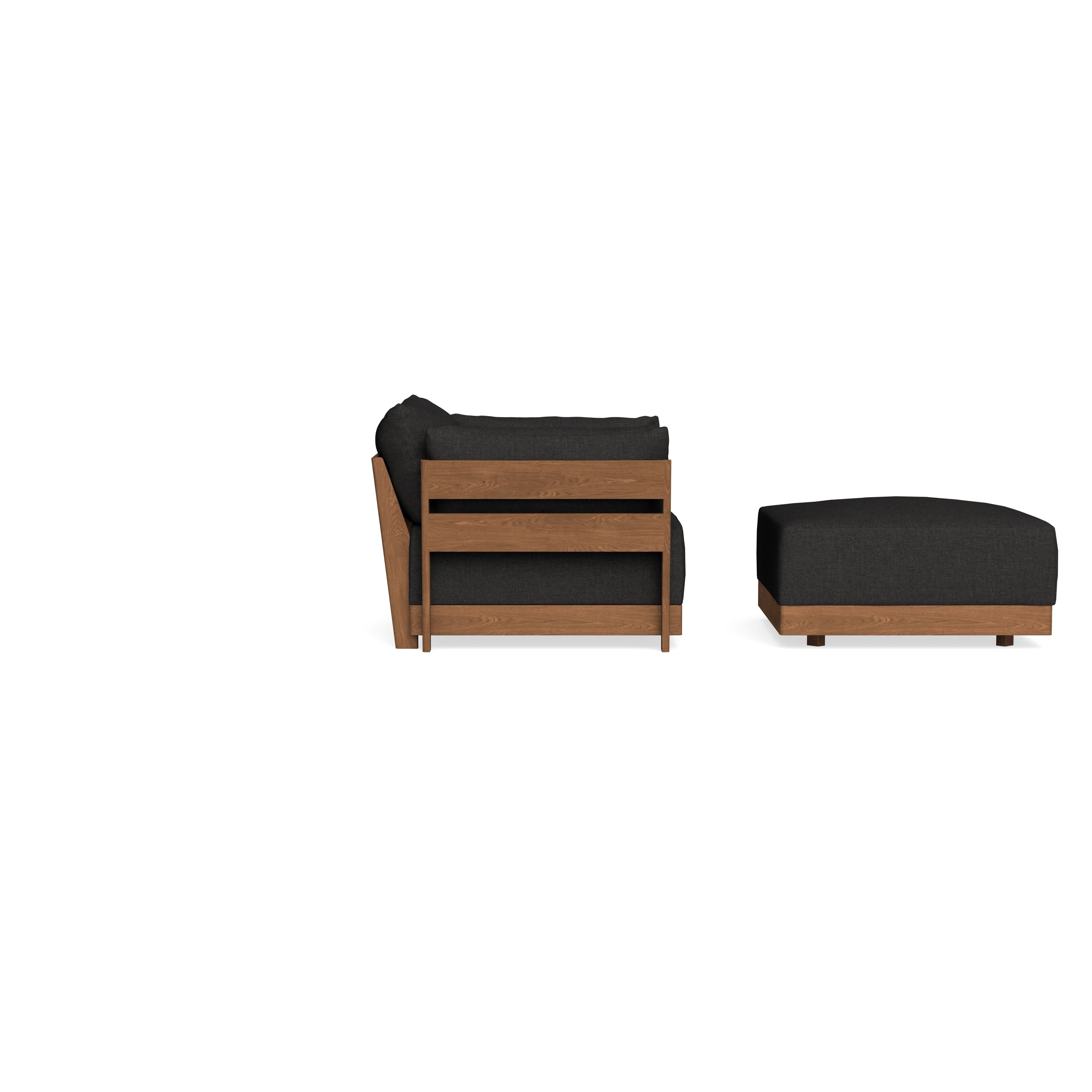Modular Bondi Espresso Armchair + Ottoman in Peppercorn | Memory Foam Blend