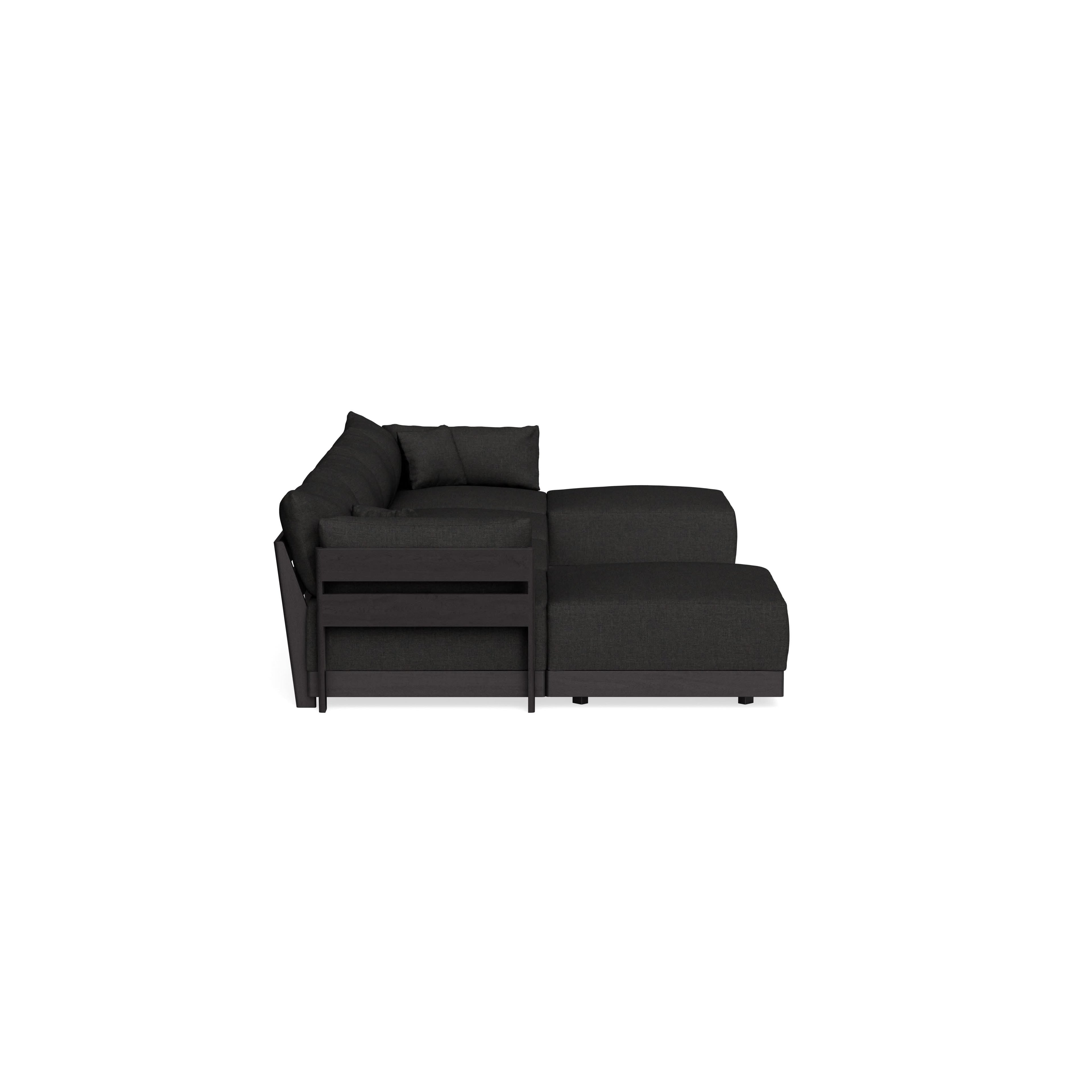 Modular Bondi Black 4-Seater U-Sectional in Peppercorn | Classic Blend